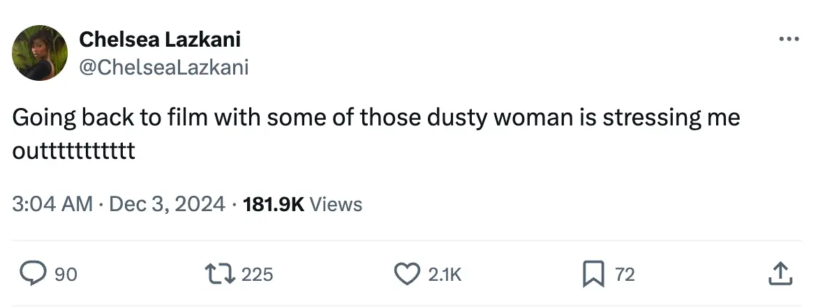 Fans were gagged by her tweet (ChelseaLazkani/Twitter)