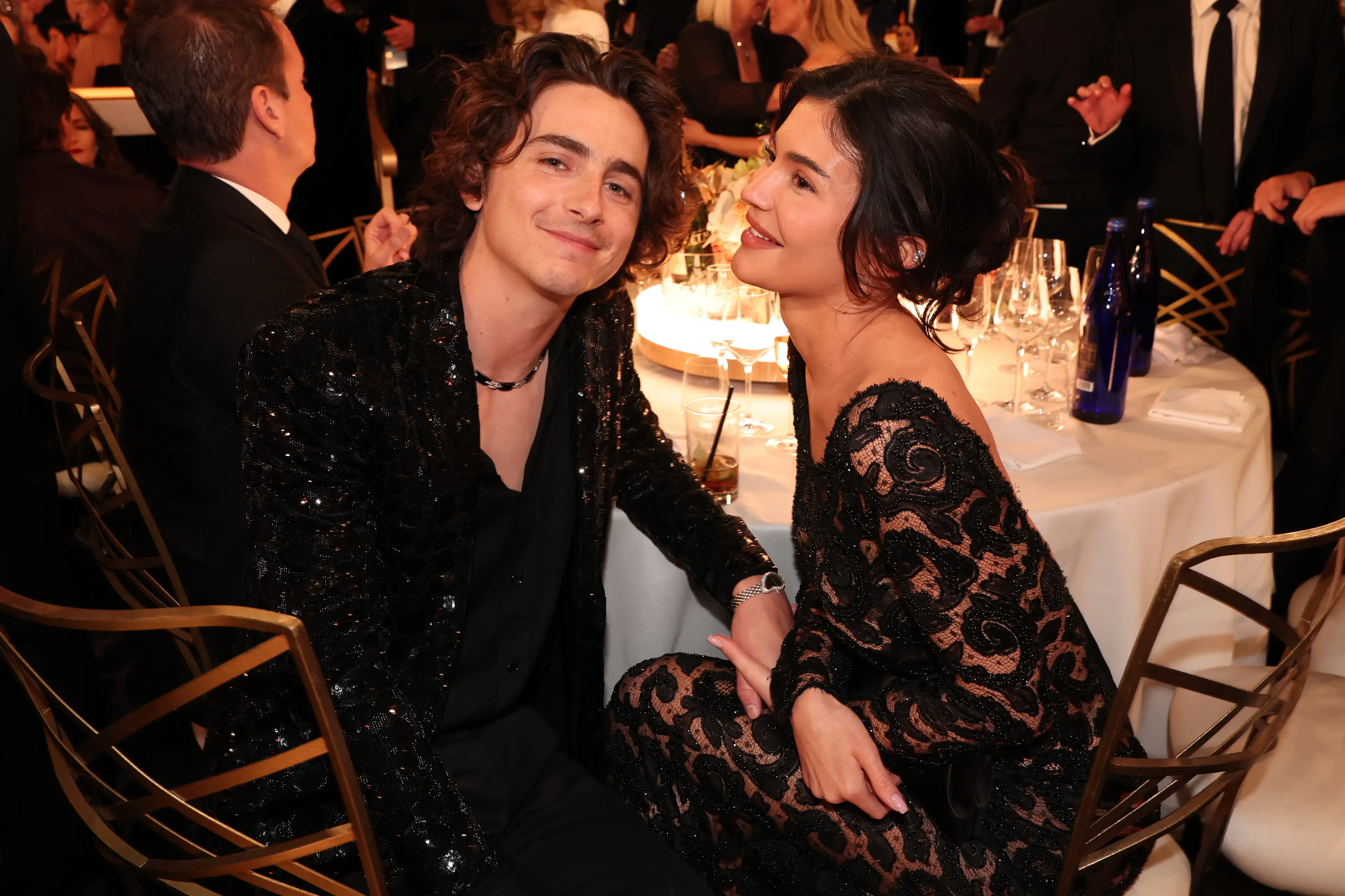 Kylie Jenner and Timothée Chalamet looked super loved-up at last year's Golden Globes (Christopher Polk/Golden Globes 2024/Golden Globes 2024 via Getty Images)