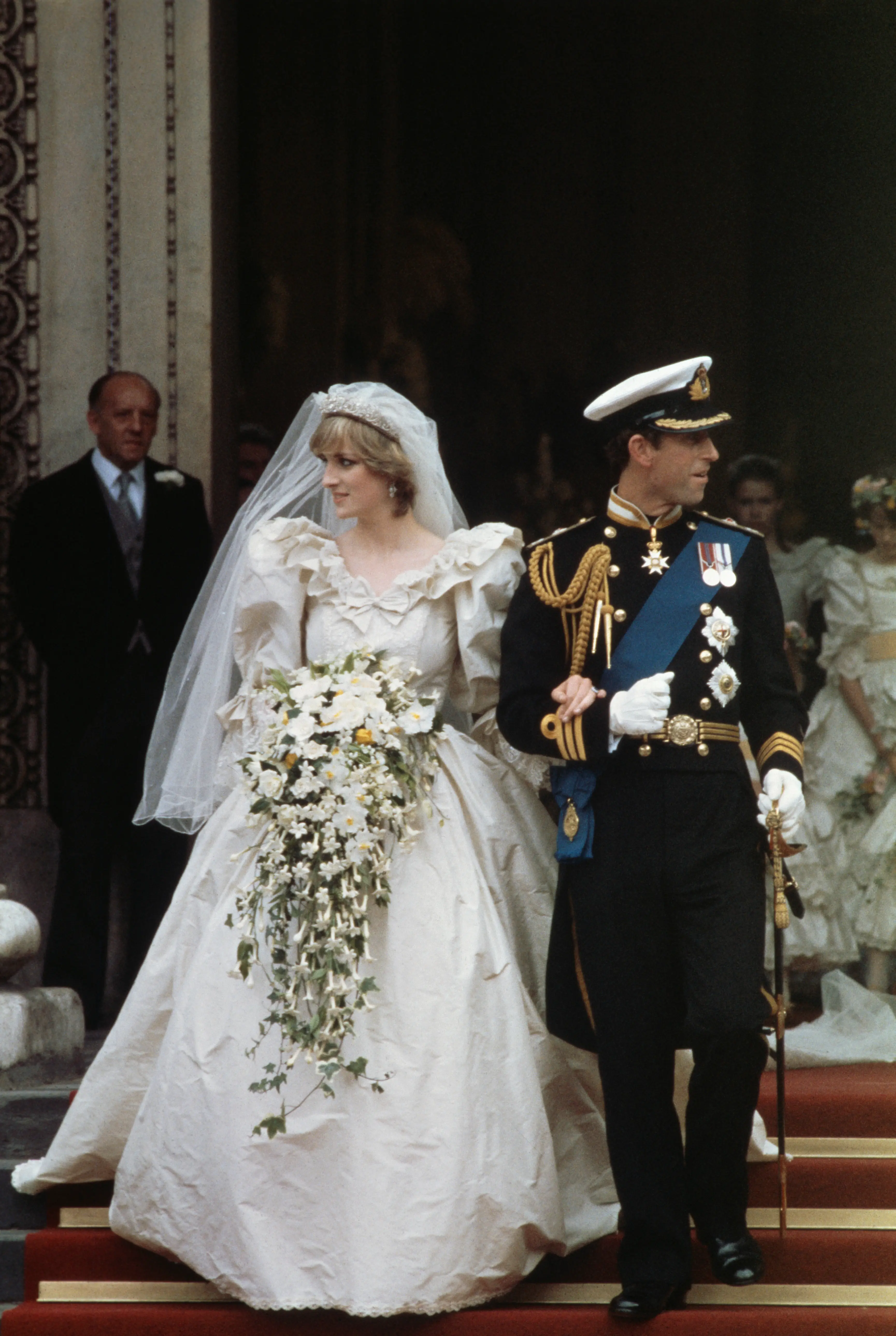 Diana's dress had a 25-foot train (Fox Photos/Hulton Archive/Getty Images)