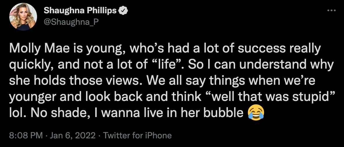Shaughna had her say on the Molly-Mae drama (