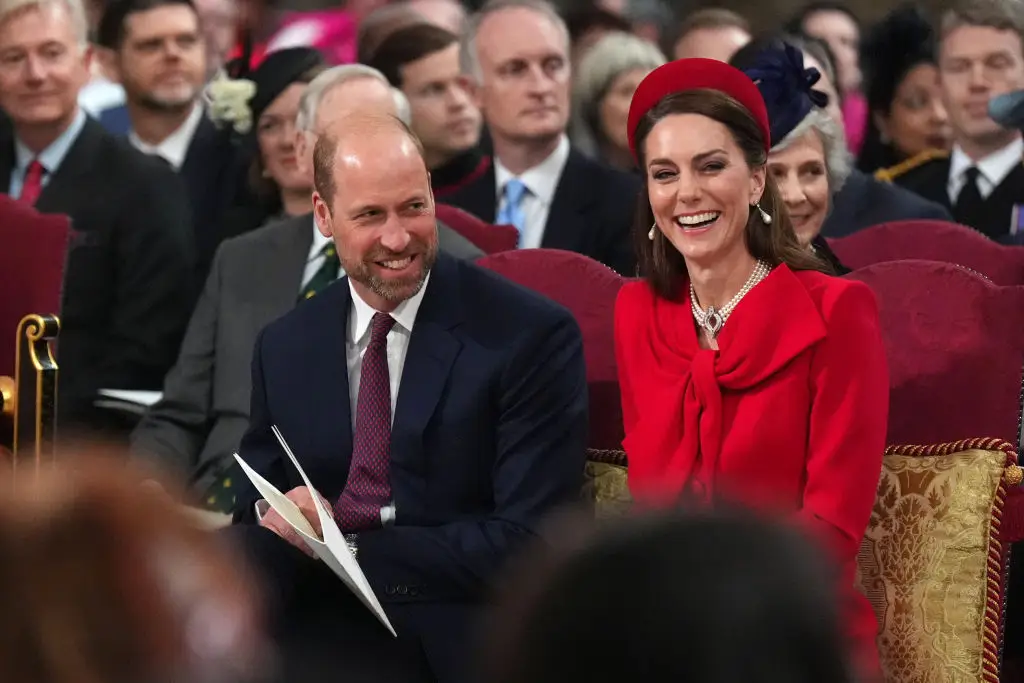 Kate Middleton and Prince William could be seen laughing together during the Commonwealth Day service at Westminster Abbey on Monday (10 March) (WPA Pool / Pool / Getty Images)