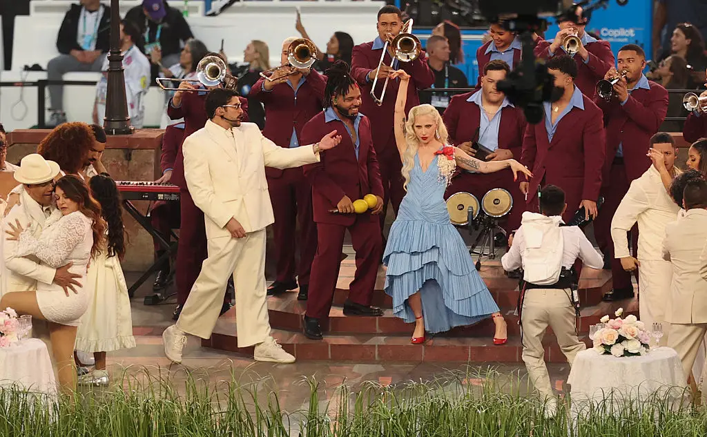 Lady Gaga appeared during the high-energy wedding party sequence (PATRICK T. FALLON / Contributor / Getty Images)