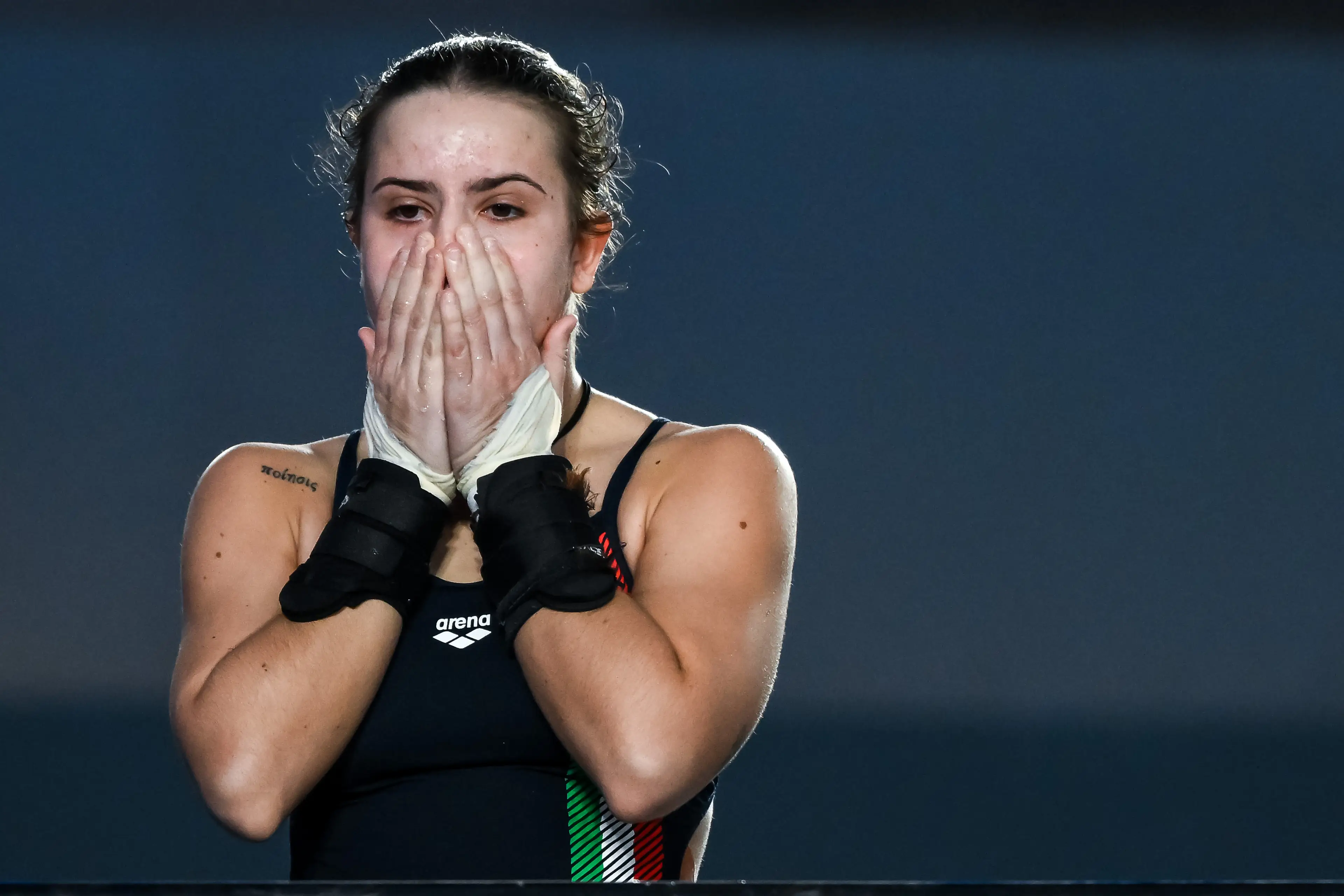 Italian diver Maia Biginelli could have suffered a devastating head injury. (Deepbluemedia/Mondadori Portfolio via Getty Images)