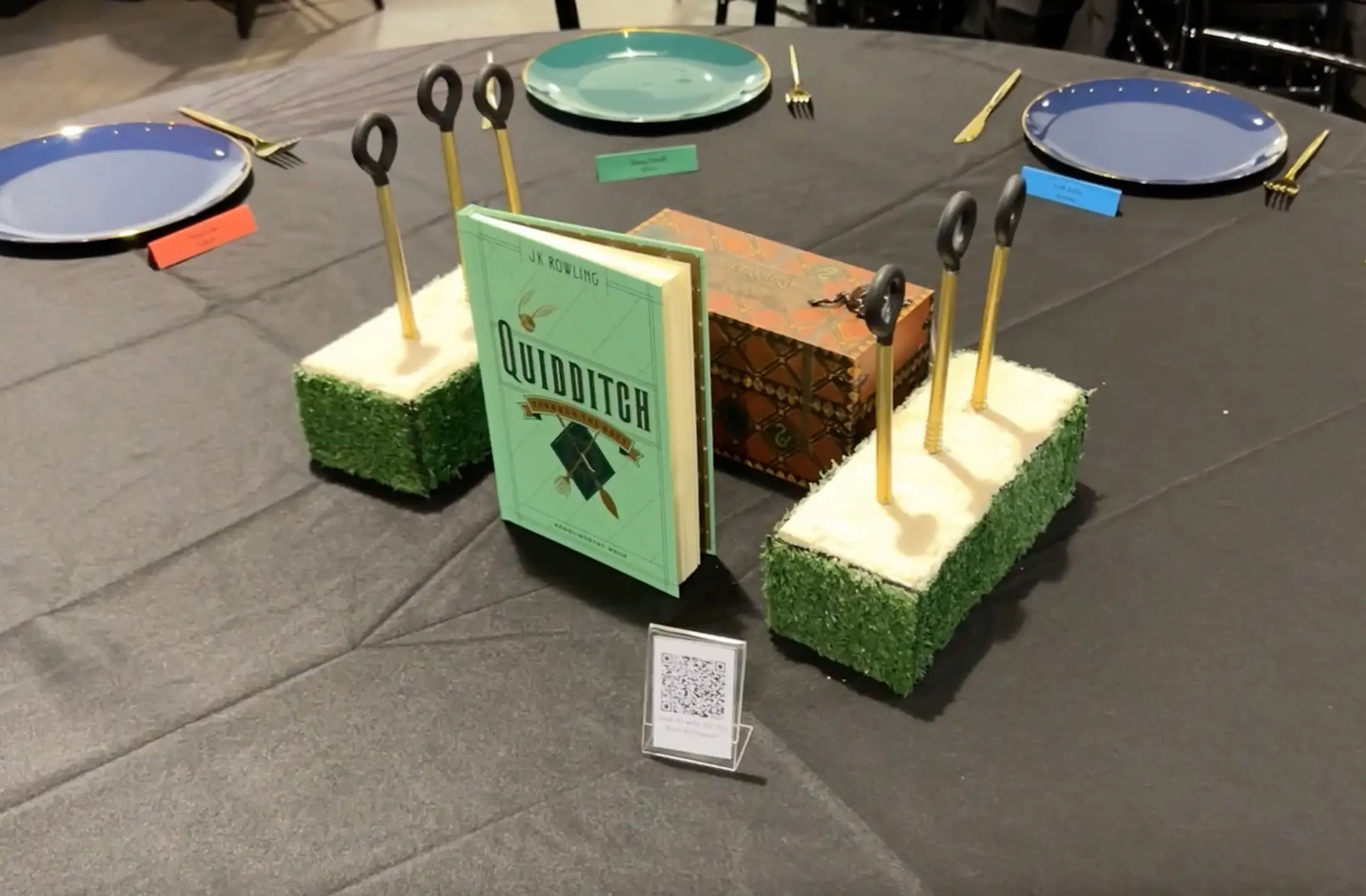 Complete with themed table settings.