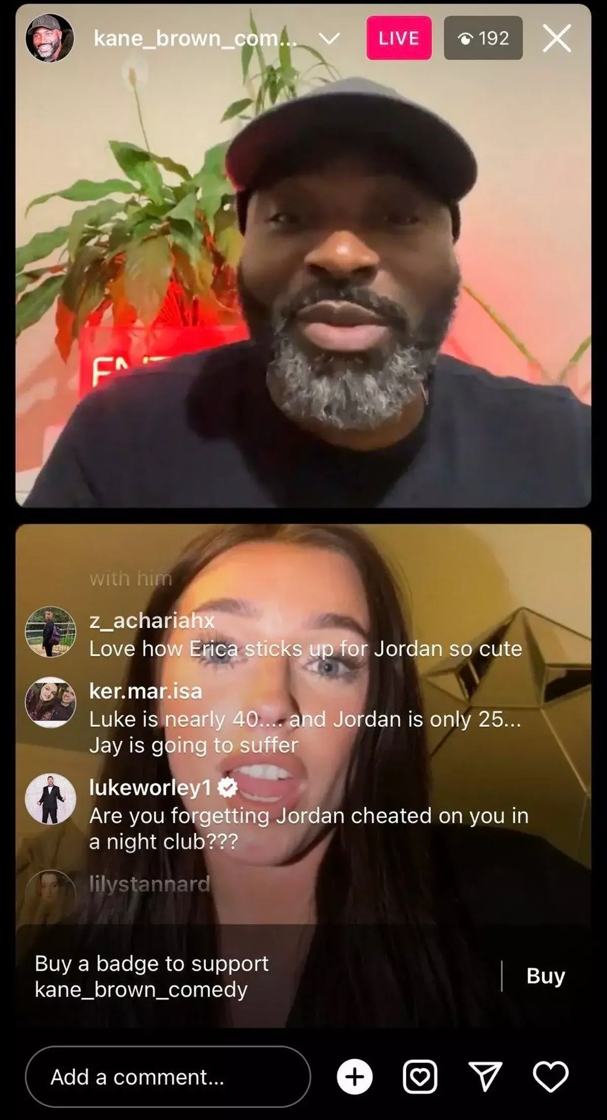 Luke claimed Jordan cheated on Erica.