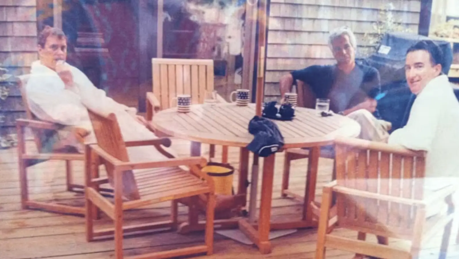 In the photo, Mountbatten-Windsor and Mandelson appear to be wearing bathrobes (US Department of Justice)