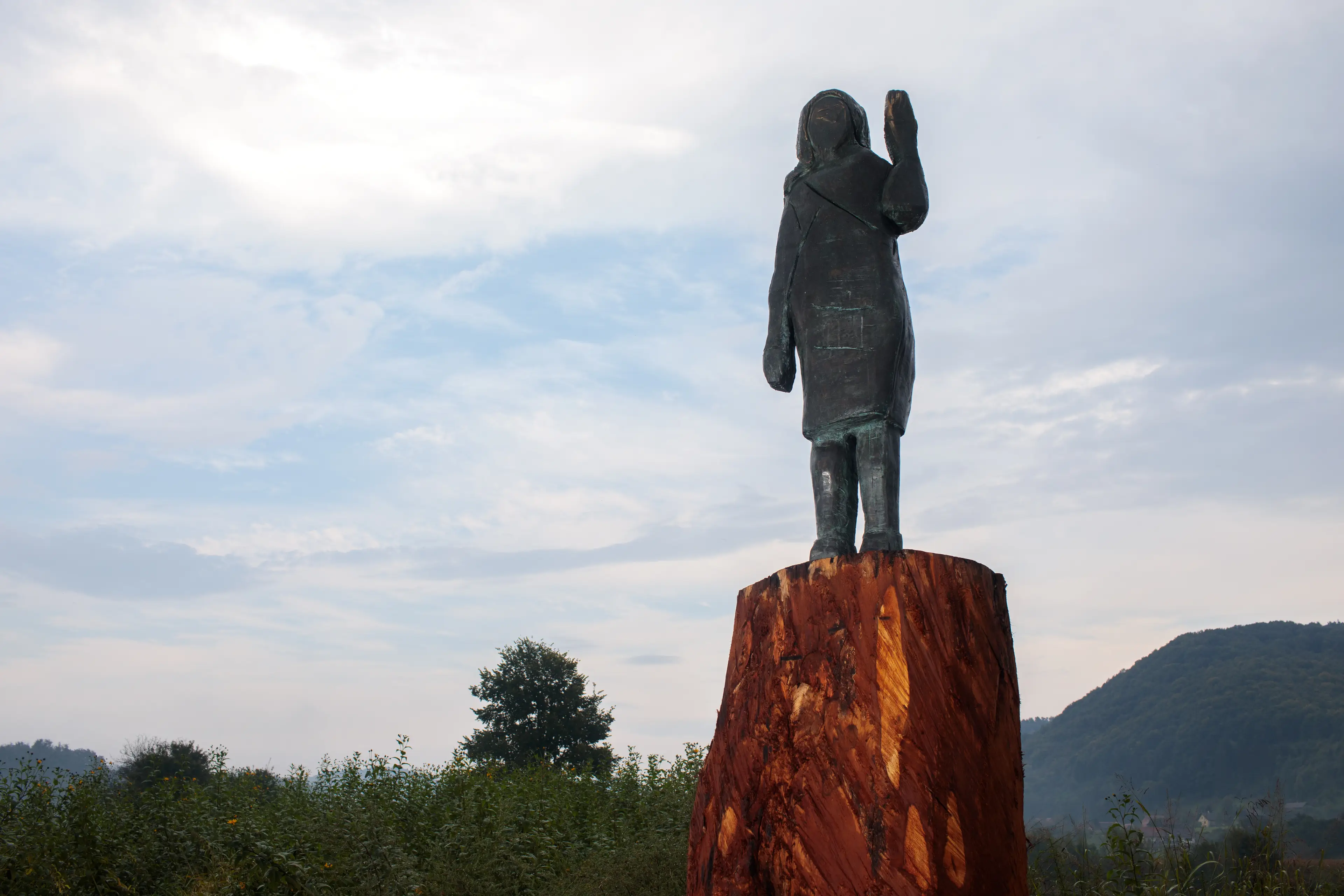 A bronze statue of Melania Trump has been stolen from a field in Slovenia (Matic Zorman/Getty Images)