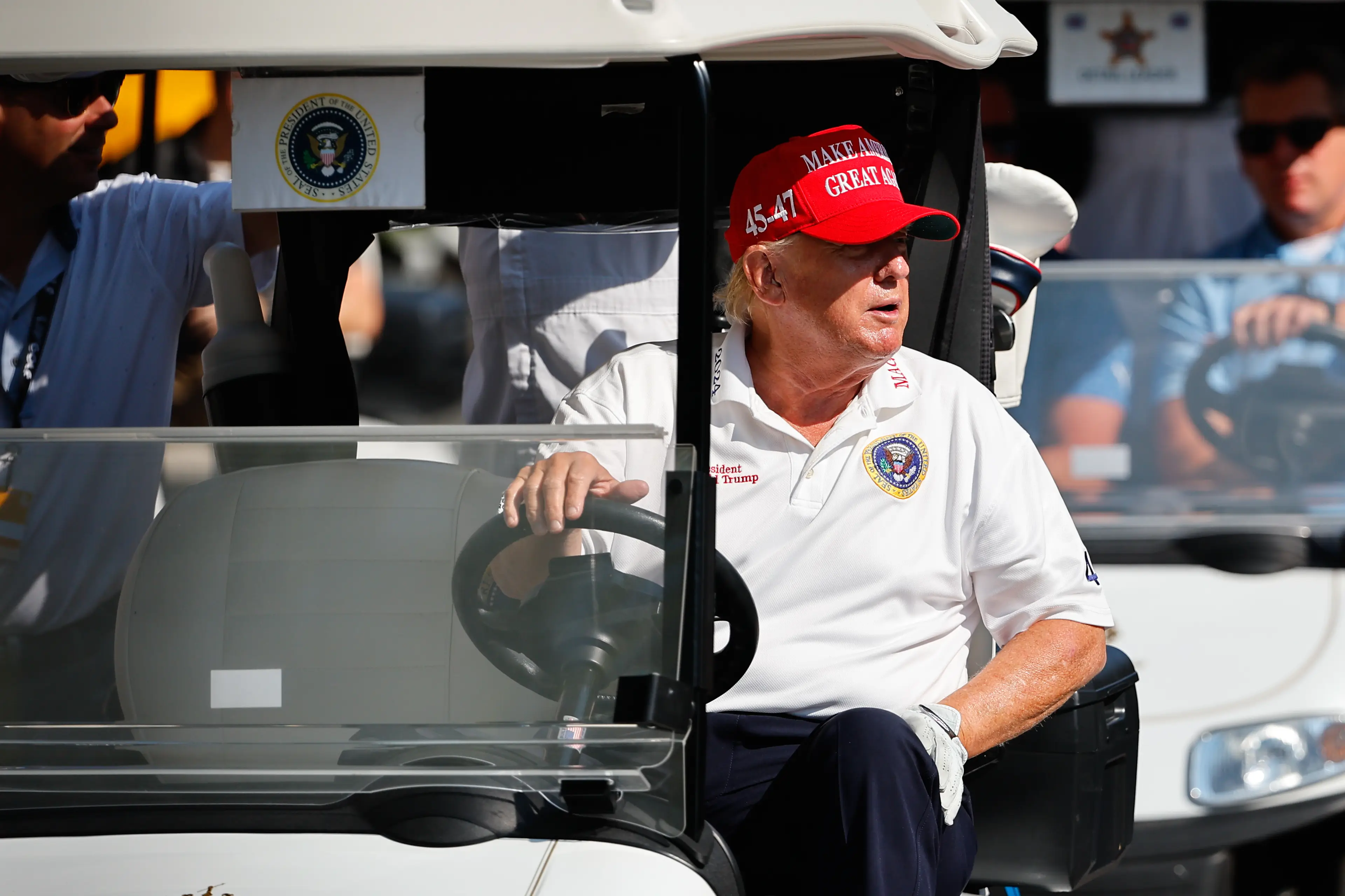Trump's golf trips usually cost taxpayer money (Rich Graessle/Icon Sportswire via Getty Images)