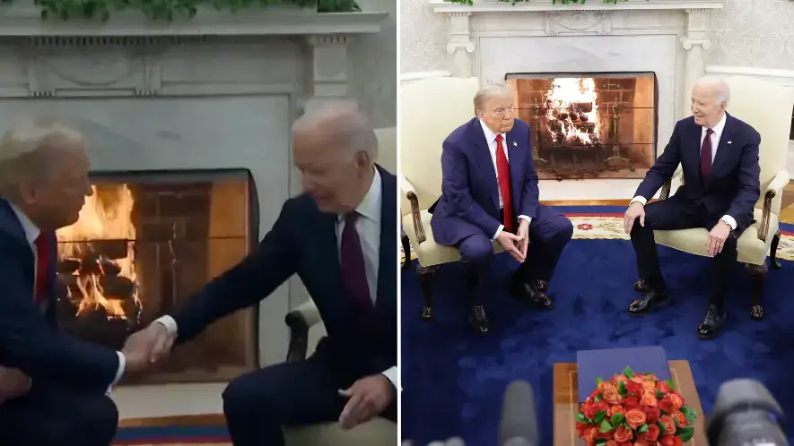 People distracted by one thing as video of Donald Trump meeting Joe Biden is released