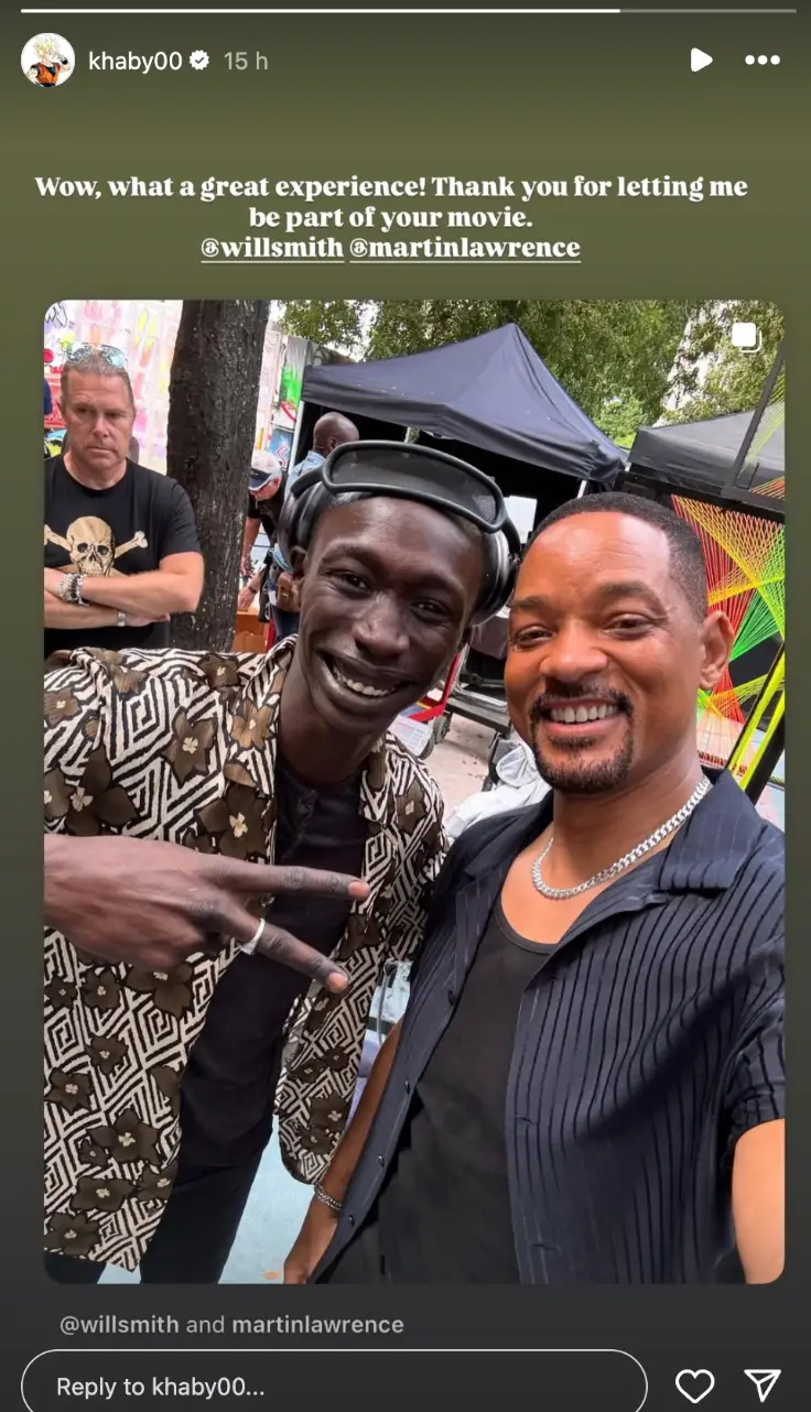 The star reposted Will Smith's snap (Instagram/@khaby00)
