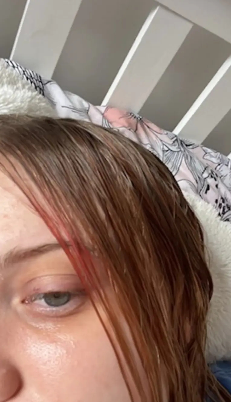 As you can see, after multiple shampoos, the front strands of my hair were still pink (Tyla)