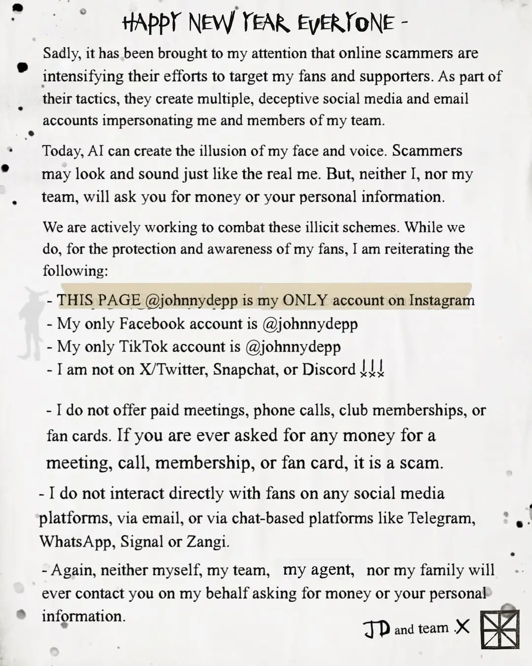 Depp's full statement (Instagram/@johnnydepp)