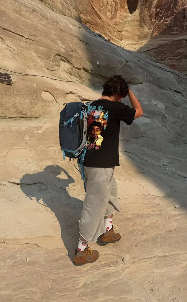 She posted a pic of Mason, now 16, hiking on their family holiday (instagram/@kourtneykardash)