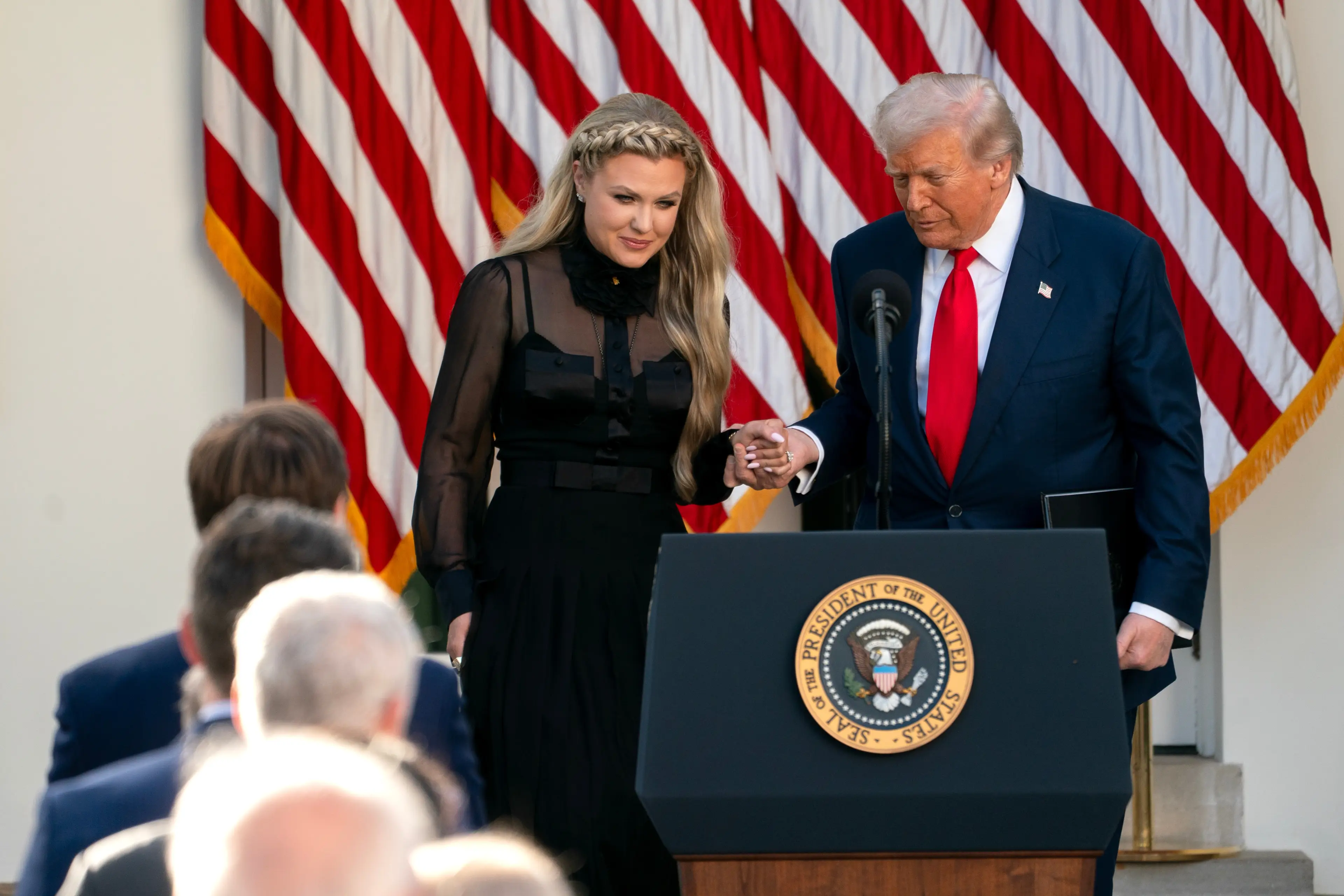 Yesterday, Erika Kirk accepted the Presidential Medal of Freedom on her late husband's behalf (Stefani Reynolds/Bloomberg via Getty Images)