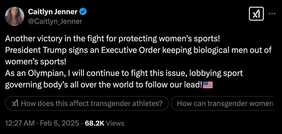 Jenner pledged her support to Trump (X/@caitlynjenner)