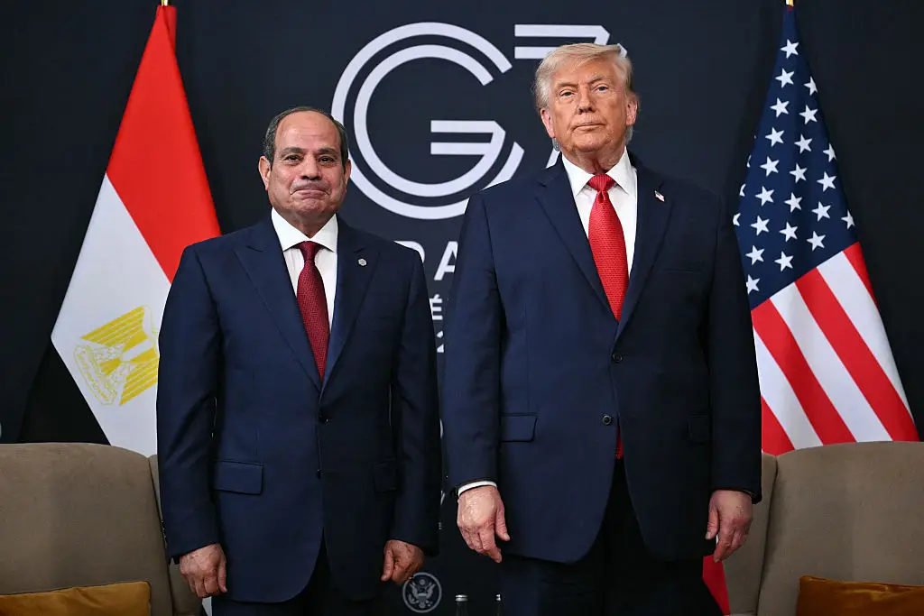Trump said that he and Egyptian President Abdel Fattah El-Sisi 'fell deeply in love' when they first met (MANDEL NGAN / Contributor / Getty Images)
