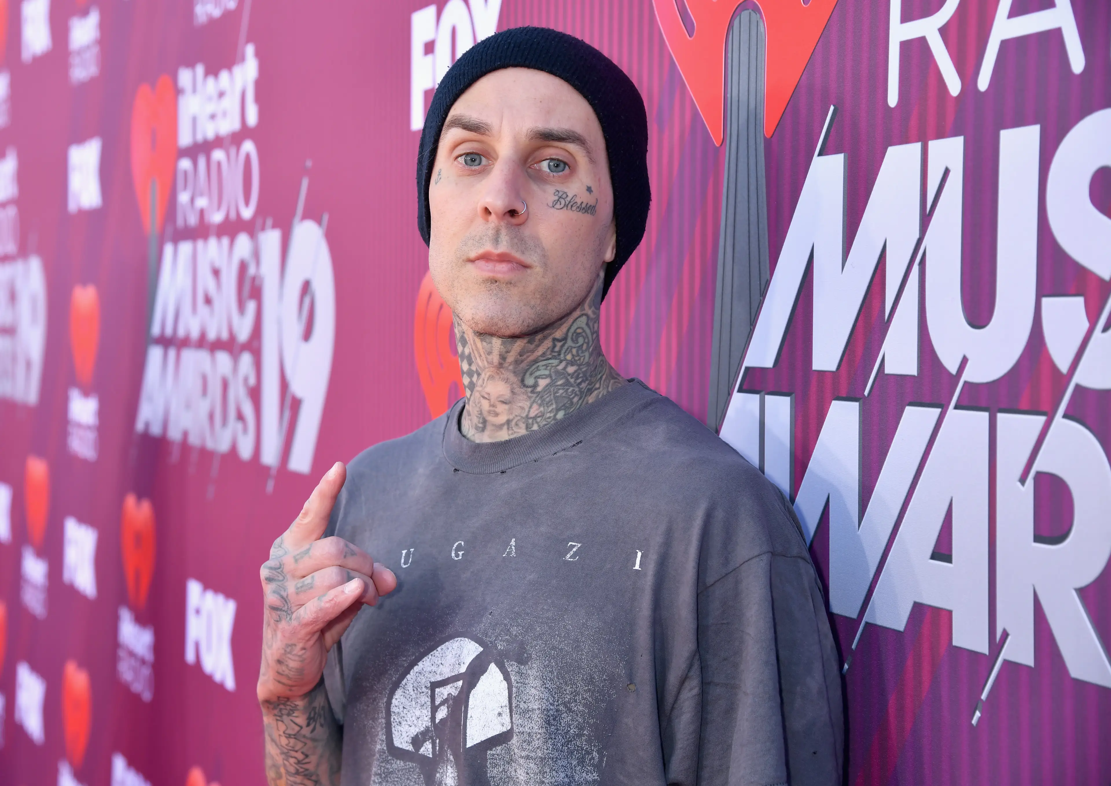 Drummer Travis Barker played a sweet role in the birth of their child. (Jeff Kravitz/2019 iHeartMedia)
