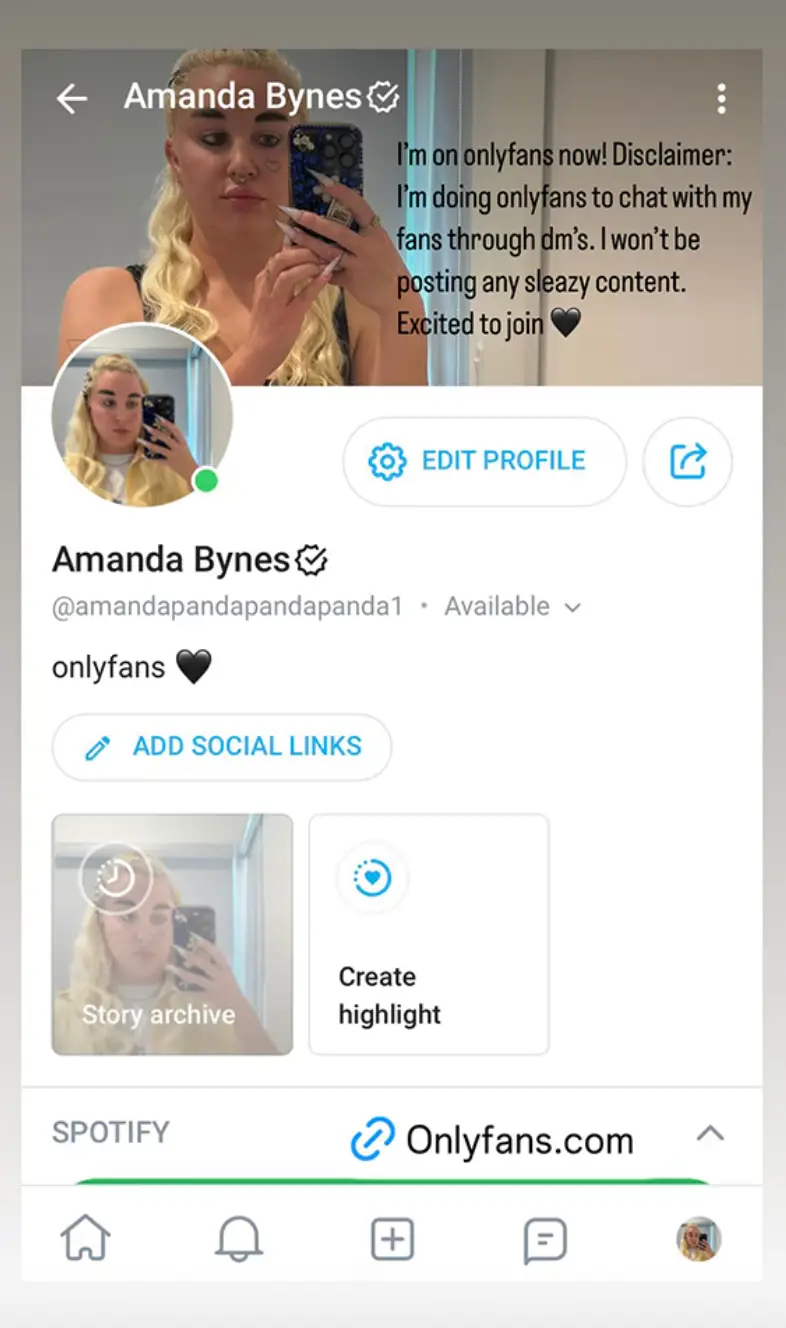 Bynes has decided to join OnlyFans (Instagram/@amandapandapandapanda1)