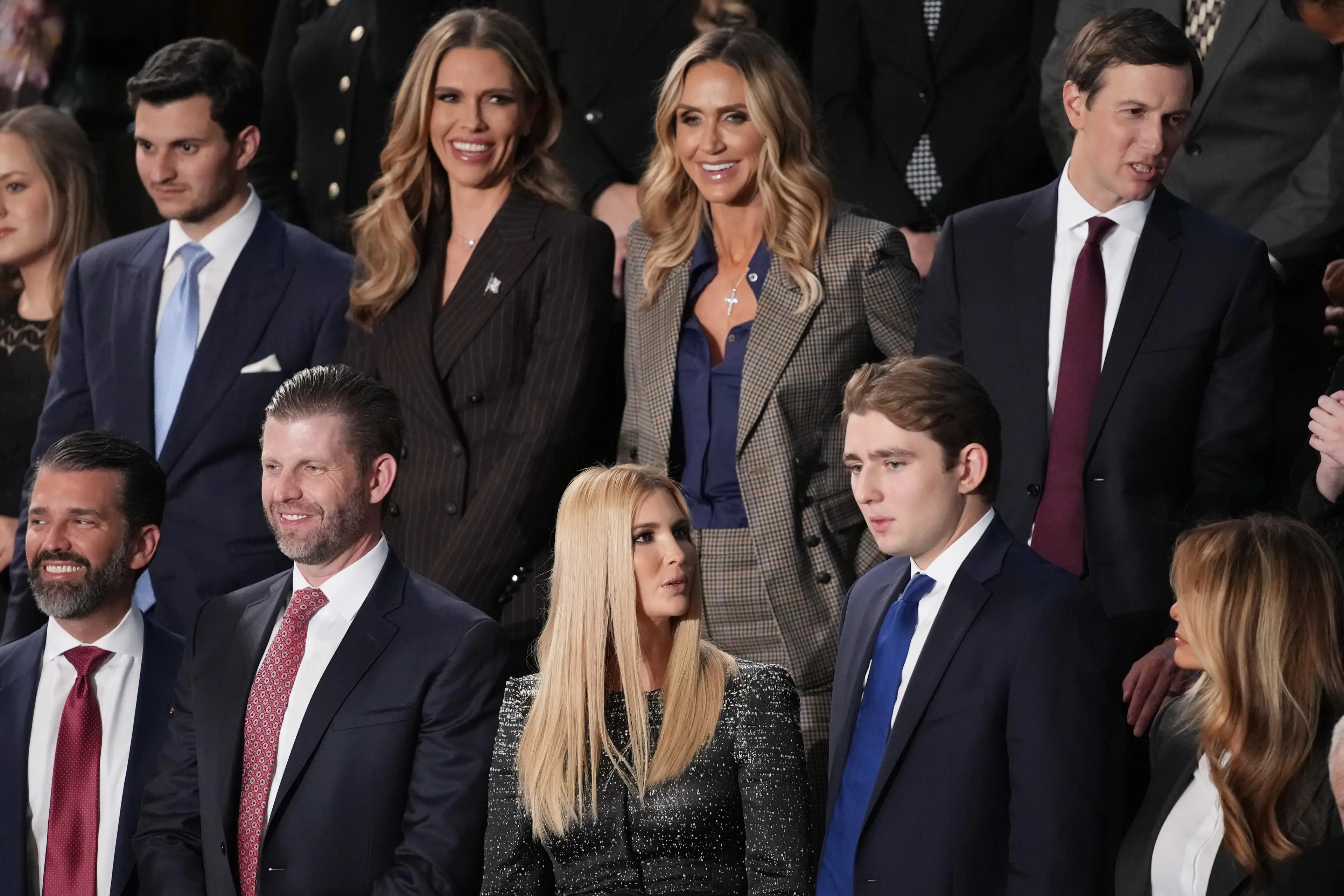 Lara [top row, third from the left] revealed why Barron likes to lie low (Andrew Harnik/Getty Images)