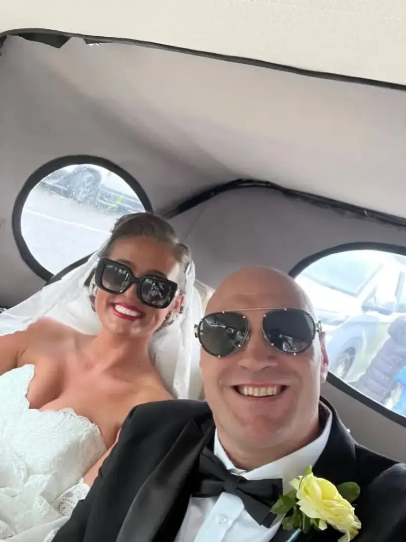 Tyson Fury wore sunglasses to walk his 16-year-old daughter Venezuela down the aisle (Instagram/@tysonfury)