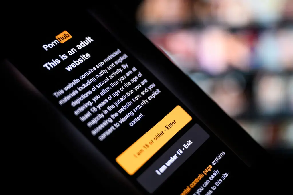 Aylo, the parent company of Pornhub, has now confirmed that it would introduce new methods to check user ages on its sites by 25 July (Leon Neal / Staff / Getty Images)