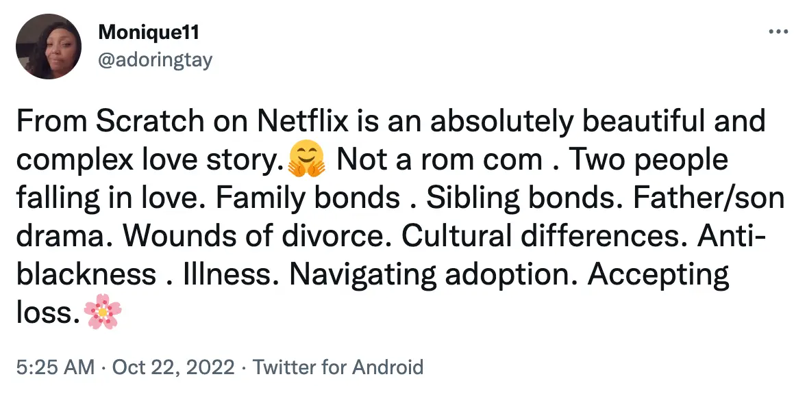 From Scratch has been a hit with fans already.