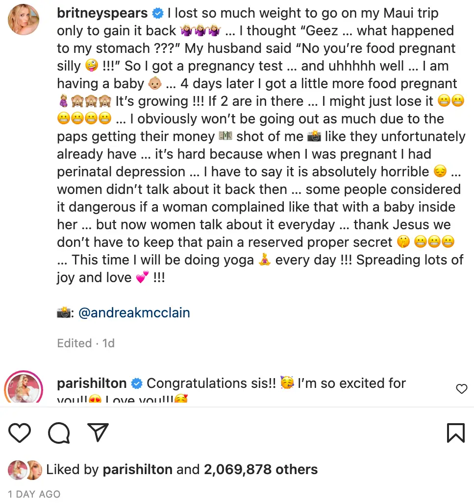 Jamie Lynn 'liked' Britney's pregnancy announcement post. (