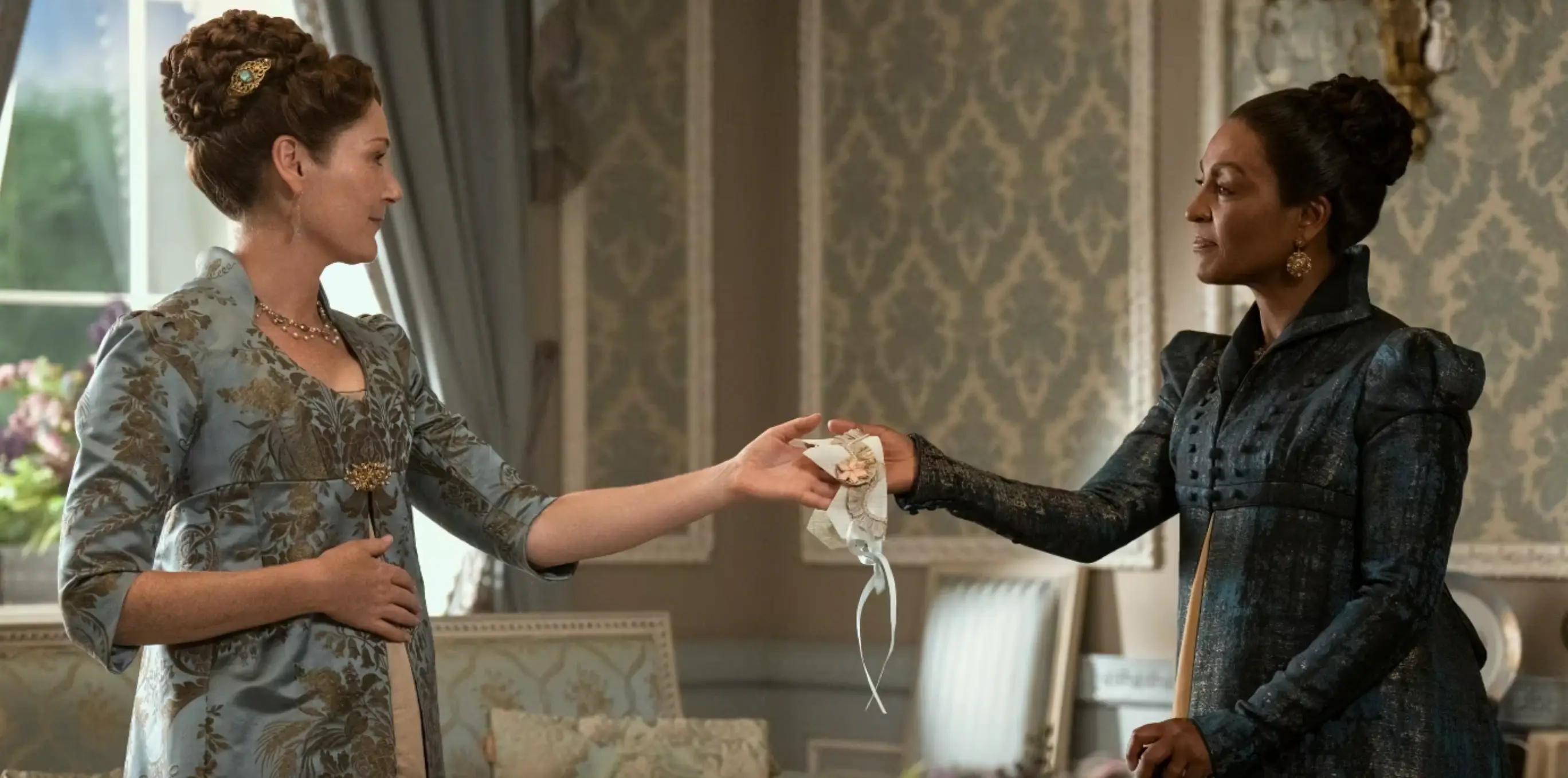 The affair between Lady Danbury and Violet Bridgerton's dad was subtly referenced. (Netflix)