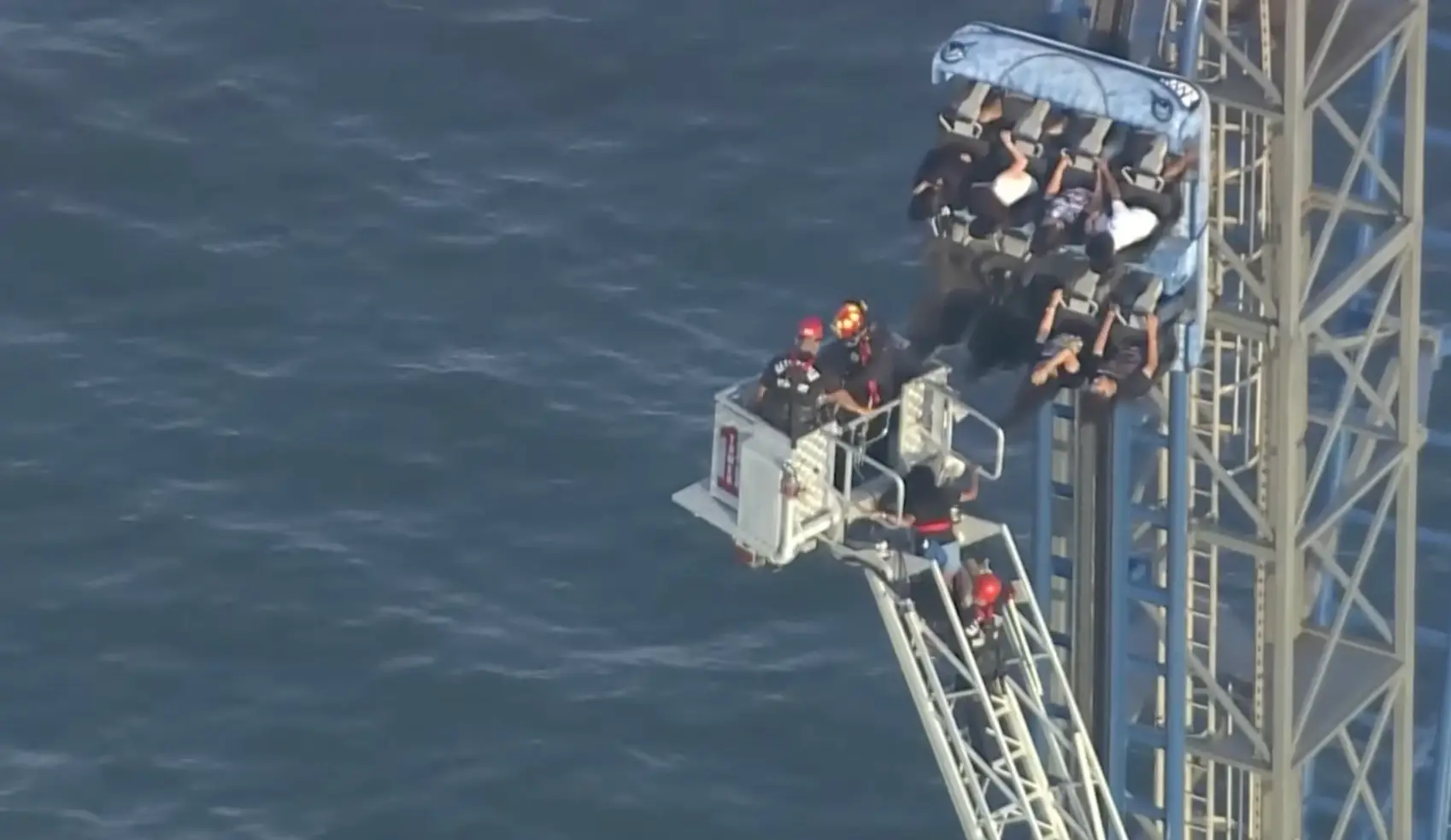 The rescued students were checked by medical teams, though none required hospital treatment (YouTube/KHOU11)