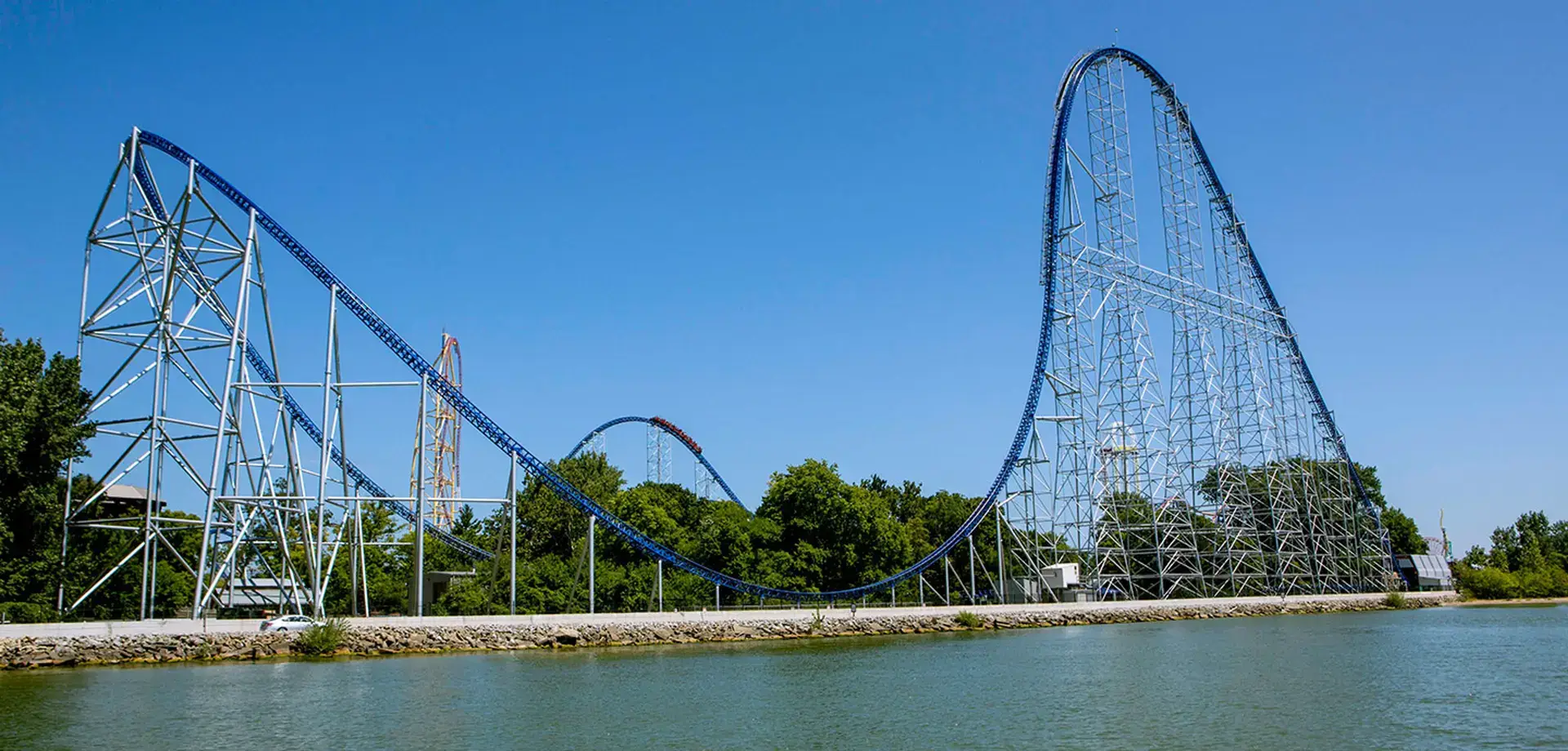 Ferrell conducted the stunt while riding Millennium Force, a 310-foot coaster that reaches speeds of 93mph (Cedar Point/Six Flags)