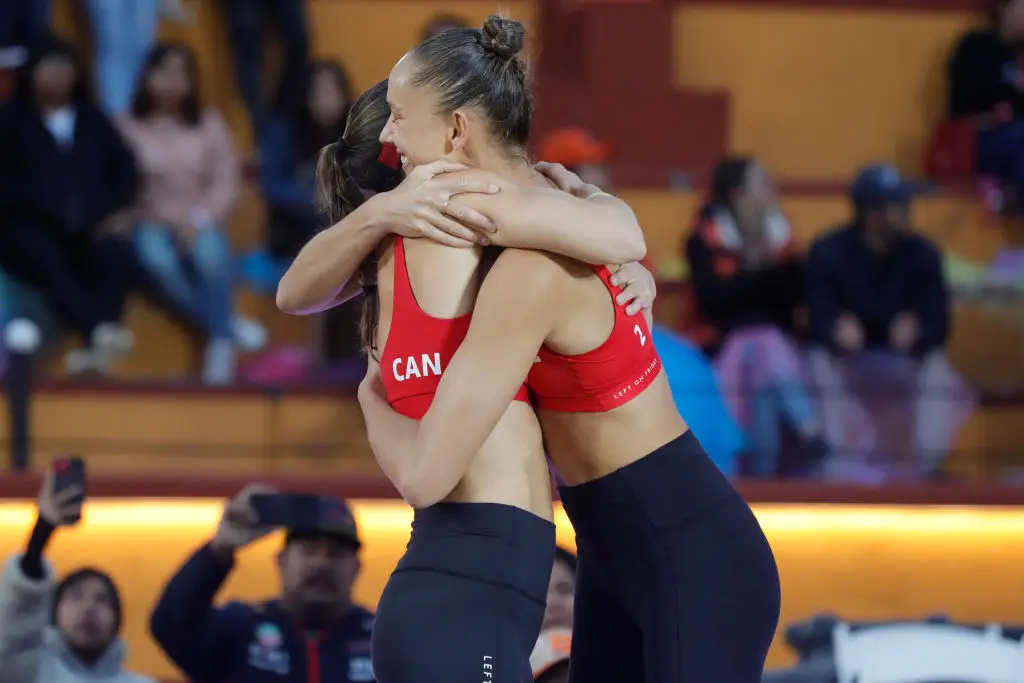 Gold medalists winners Heather Bansley and Sophie Bukovec of Team Canada. (Eyepix Group / Contributor / Getty Images)