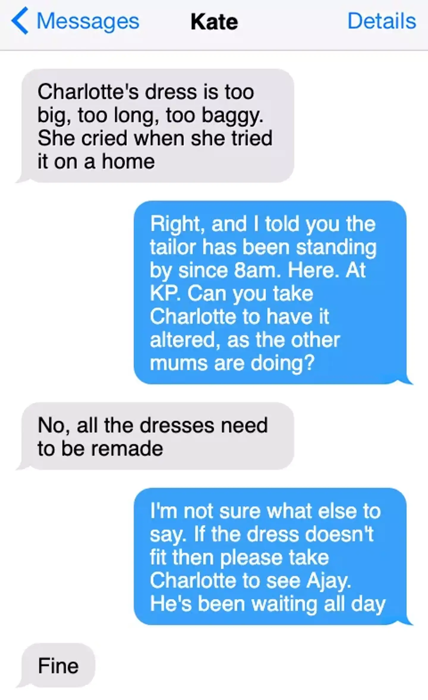 The drama was surrounding bridesmaid dresses. (Tyla)