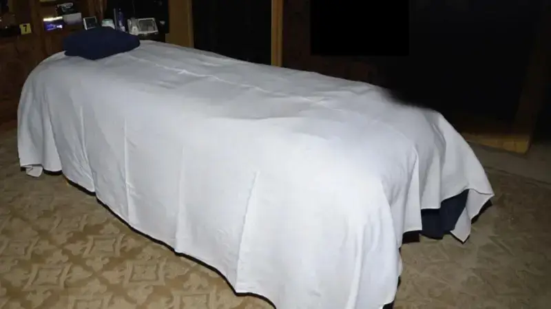 A photo shared by the US Department of Justice of the massage room in Epstein’s New York house (House Oversight Committee)
