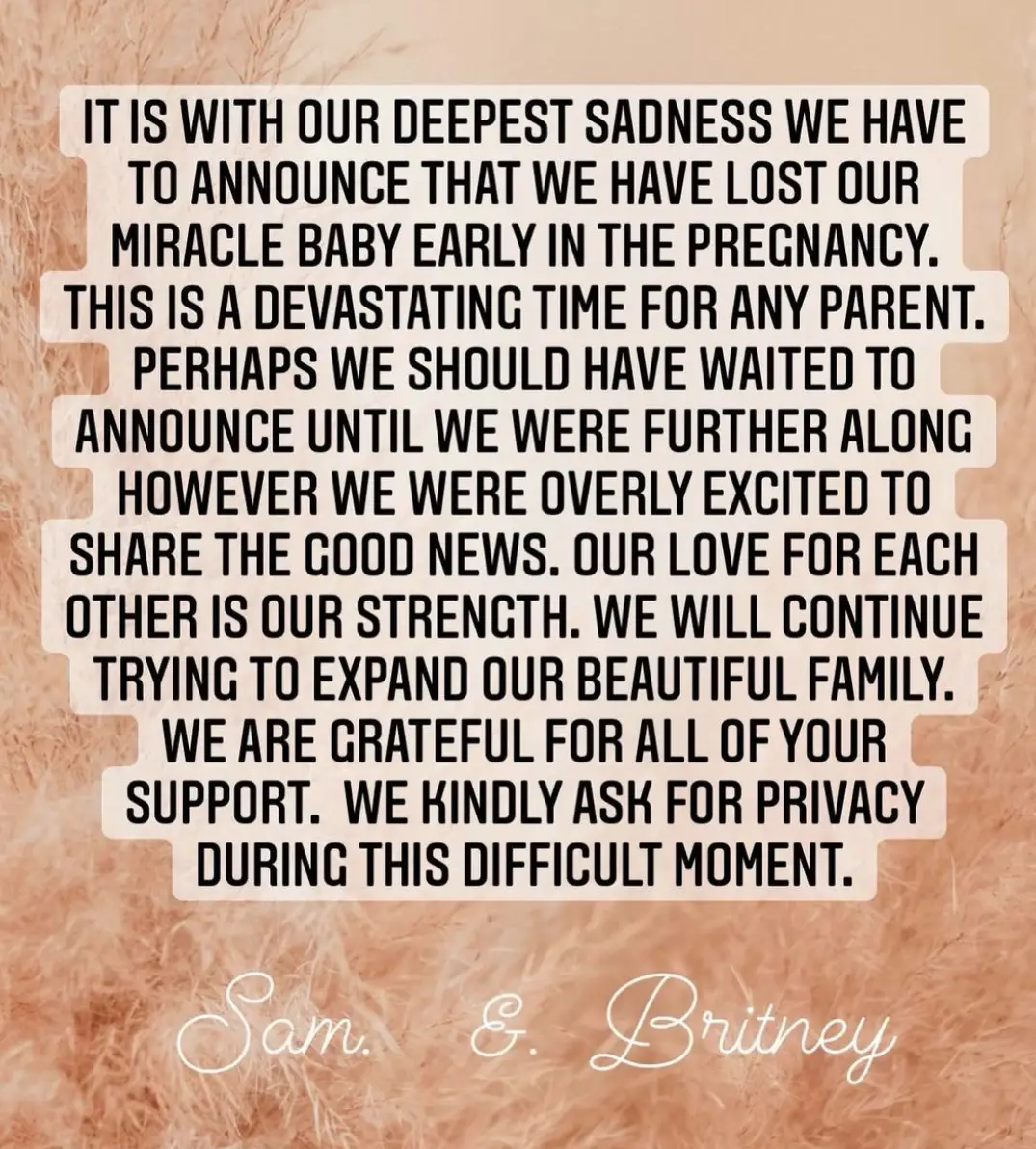 Britney Spears and Sam Asghari announced the news on Instagram. (