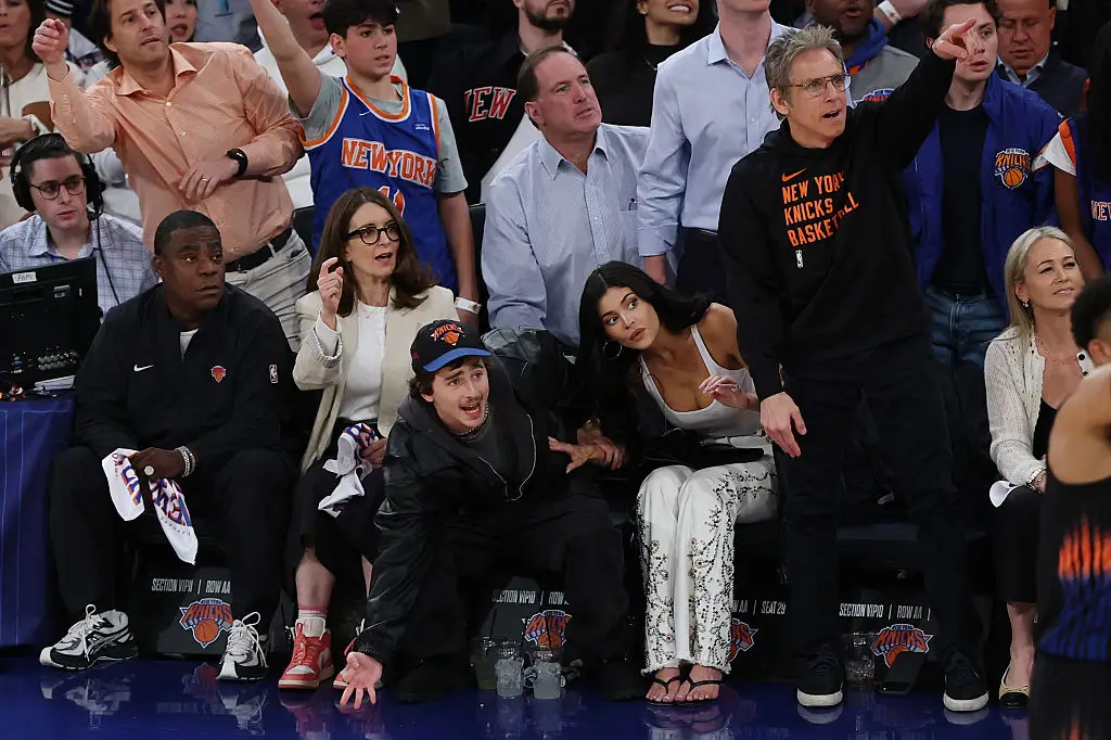 Critics have hit out at Timothée Chalamet for how he was sat while watching basketball (Photo by Sarah Stier/Getty Images)