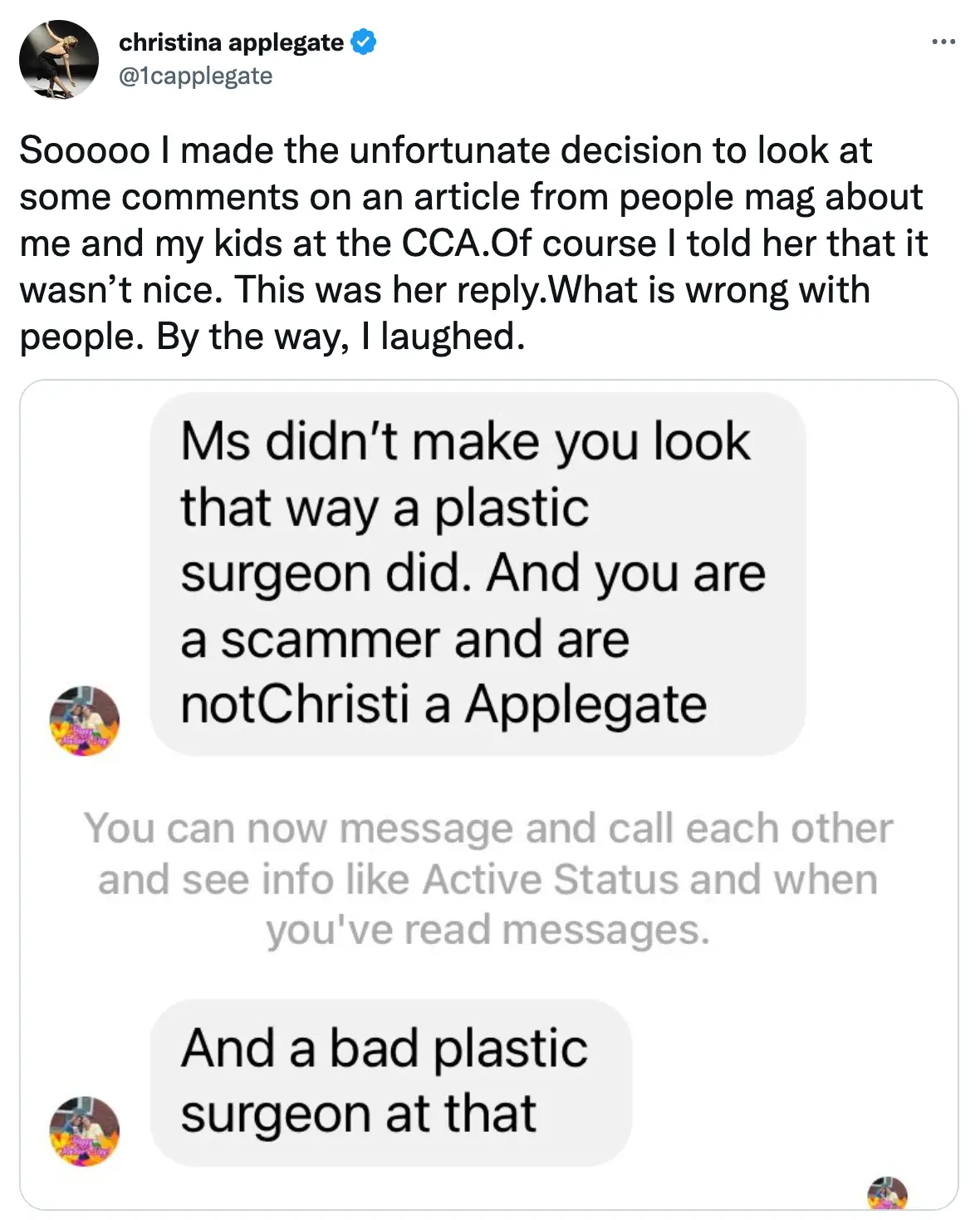 The Dead To Me star hit back at cruel trolls who were making comments about her condition.