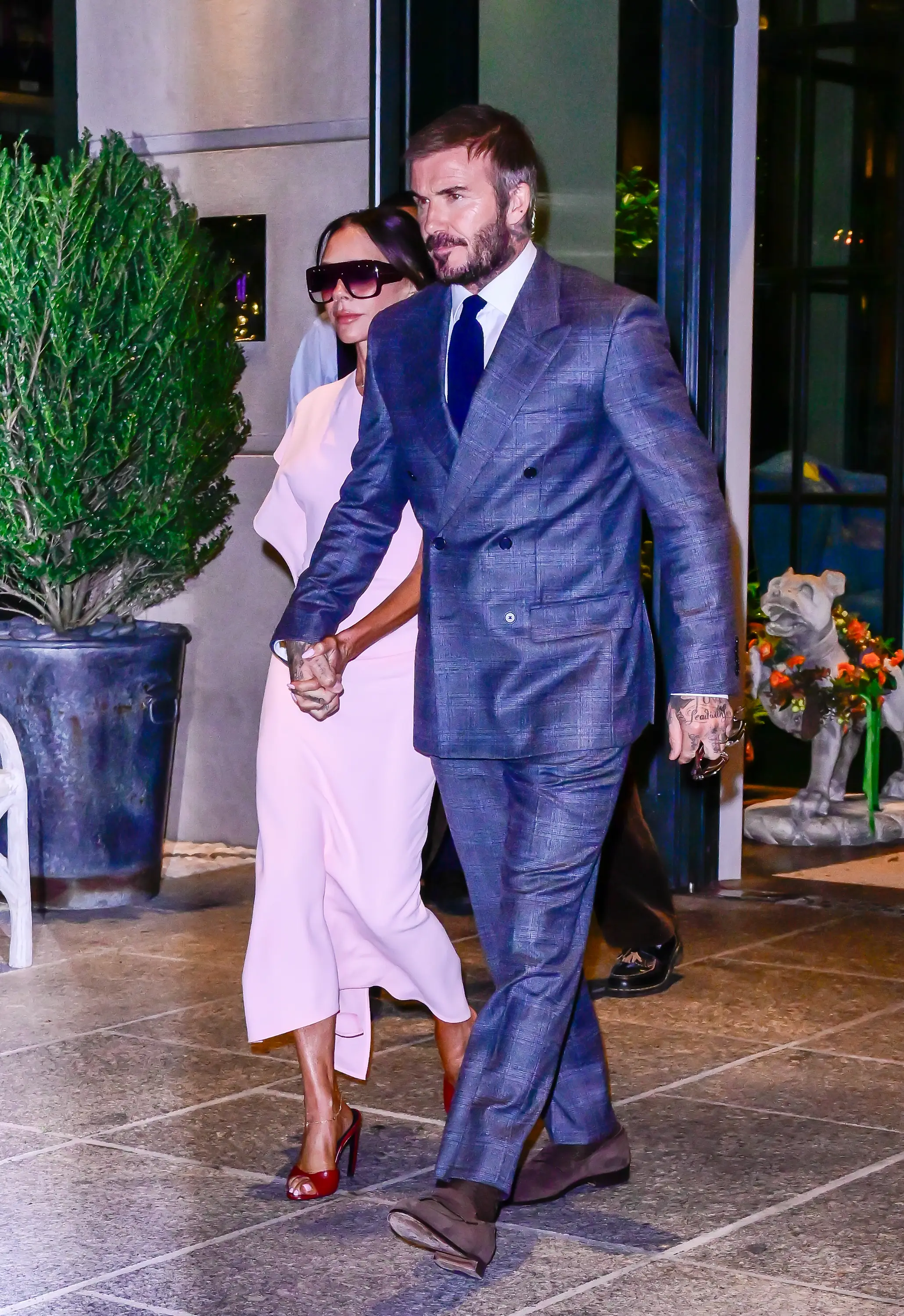 David and Victoria Beckham were snapped dining just down the road from where Brooklyn and Nicola were spotted (Raymond Hall/GC Images)