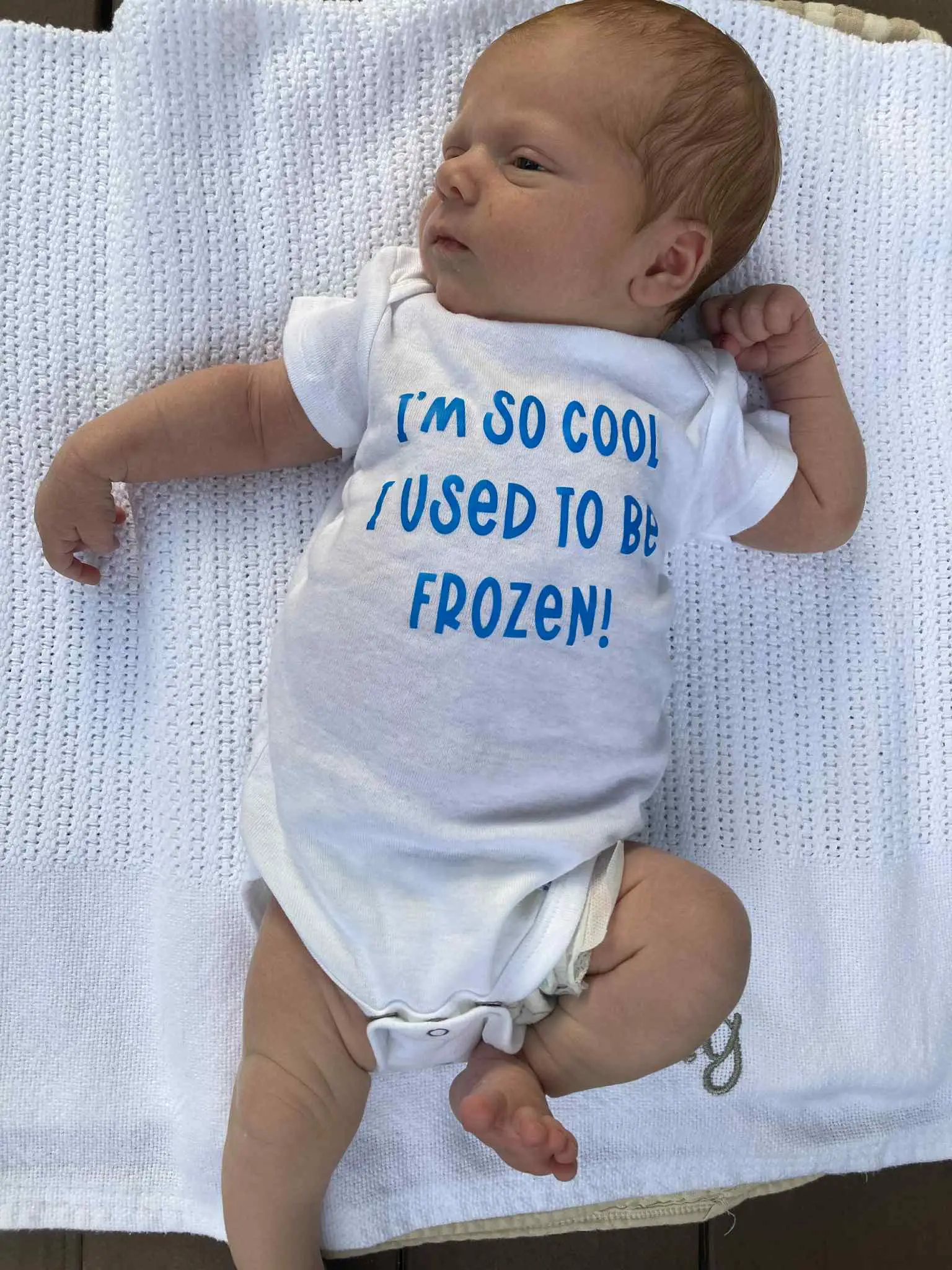 Baby Thaddeus was born on 26 July after being frozen for 30 years as an embryo (Supplied)