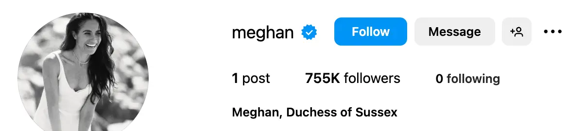 Meghan appears to have left a crucial detail out of her title (Instagram/@meghan)