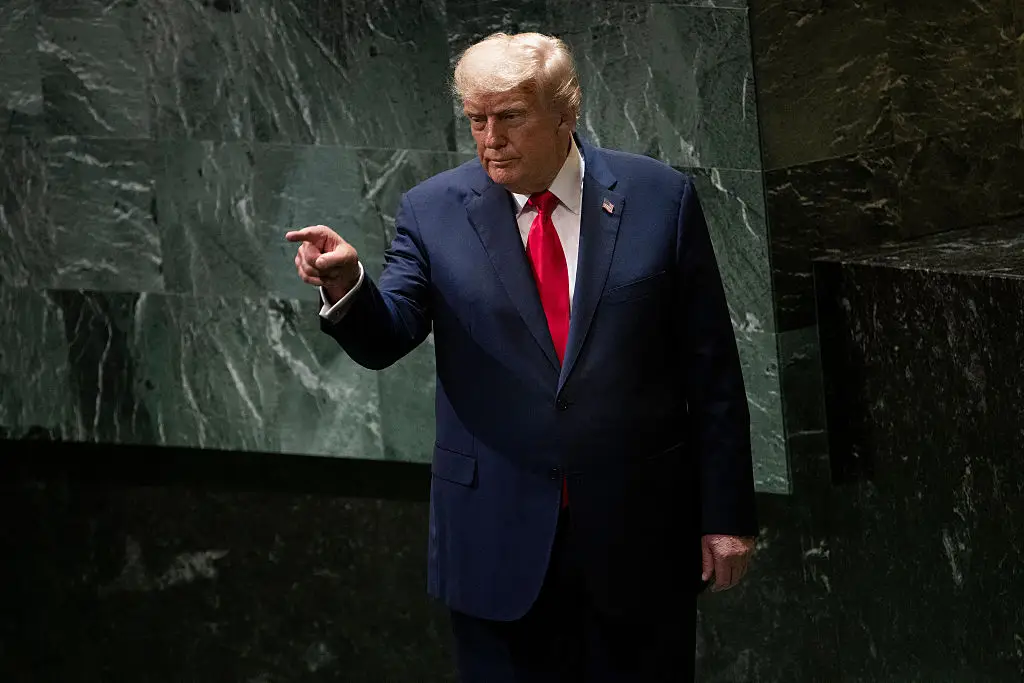 Speaking at the UN on Tuesday, during his speech Trump took aim at London in particular (BRENDAN SMIALOWSKI/Getty Images)