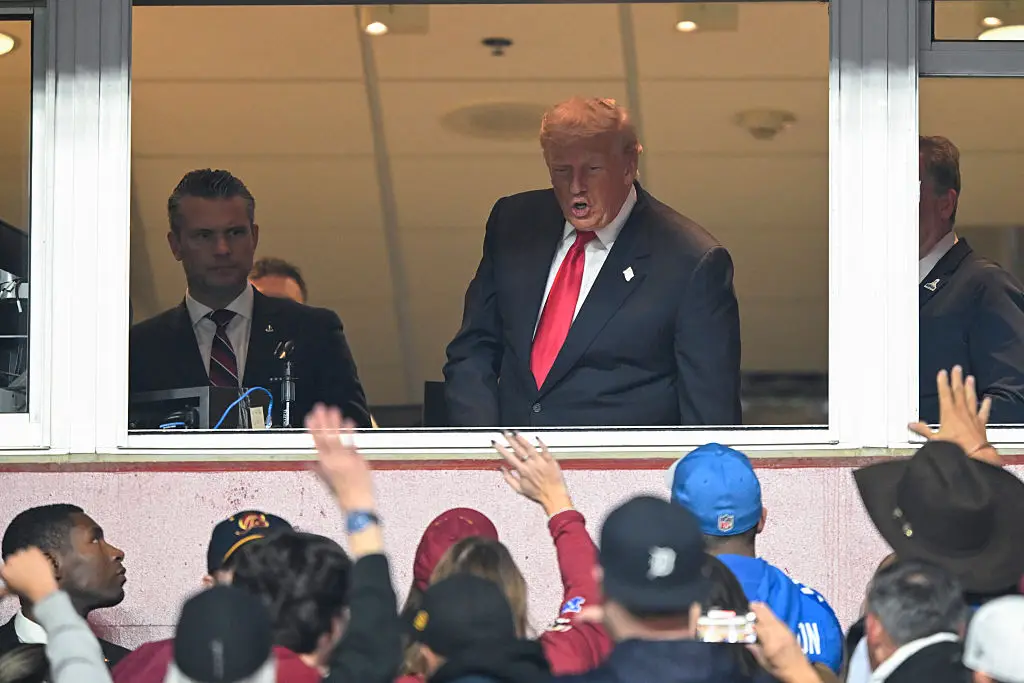 US President Donald Trump was met with an eruption of boos as he attended the Washington Commanders and Detroit Lions' game on Sunday (John McDonnell / Stringer / Getty Images)