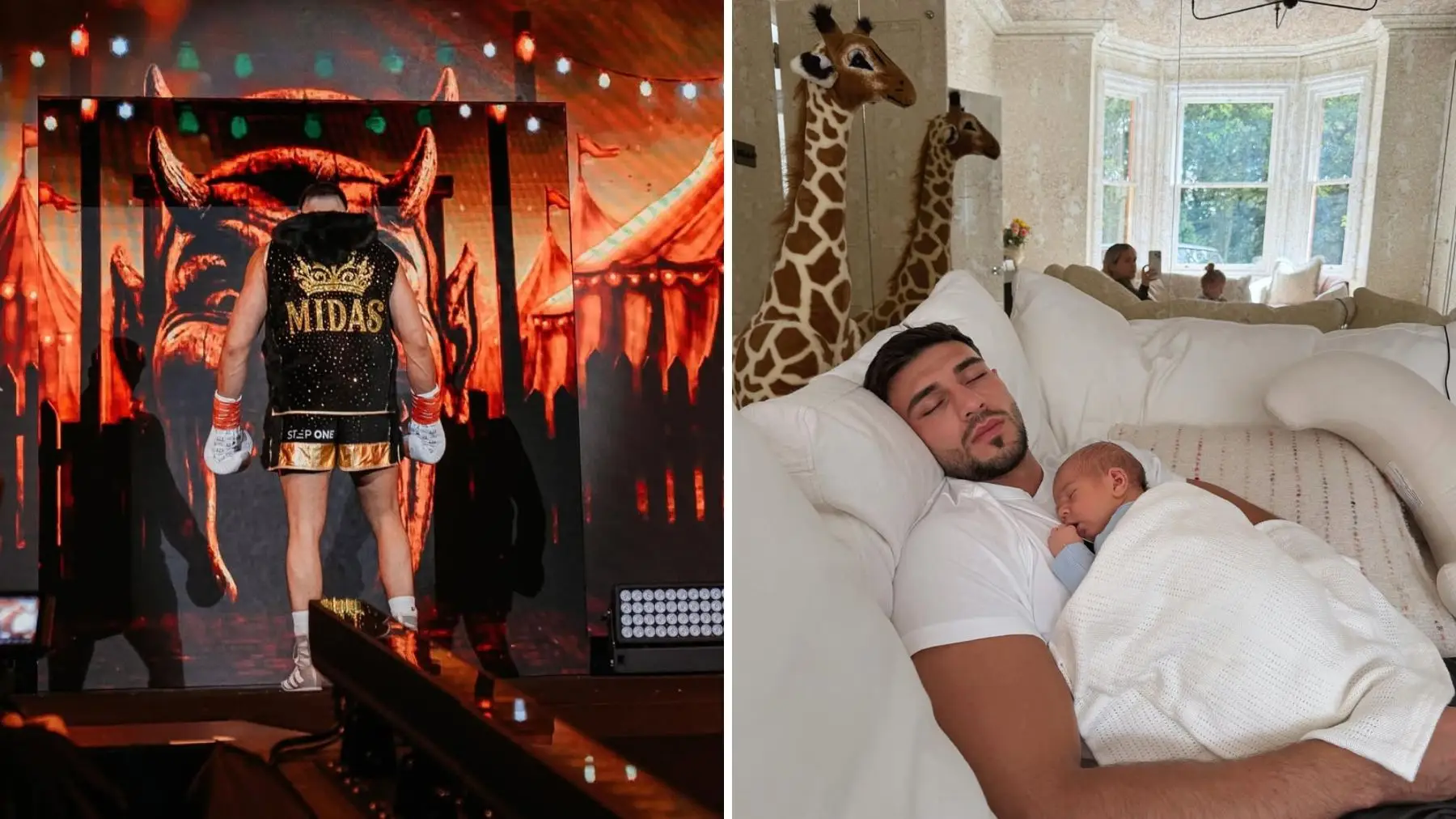 Tommy announced baby Midas' name ahead of his big boxing match. Image credit: @tommyfury and @mollymae on Instagram
