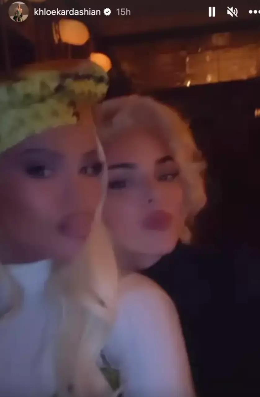 Khloé Kardashian posed for a video with sister Kendall Jenner.