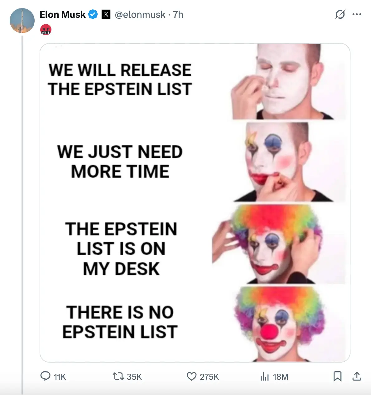 People are hitting out over the 'client list' update (X/@elonmusk)