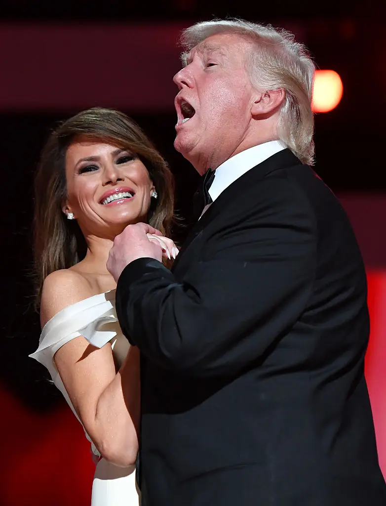 Donald and Melania Trump attended three balls during his inauguration on Monday (20 January) (Pool / Pool / Getty Images)