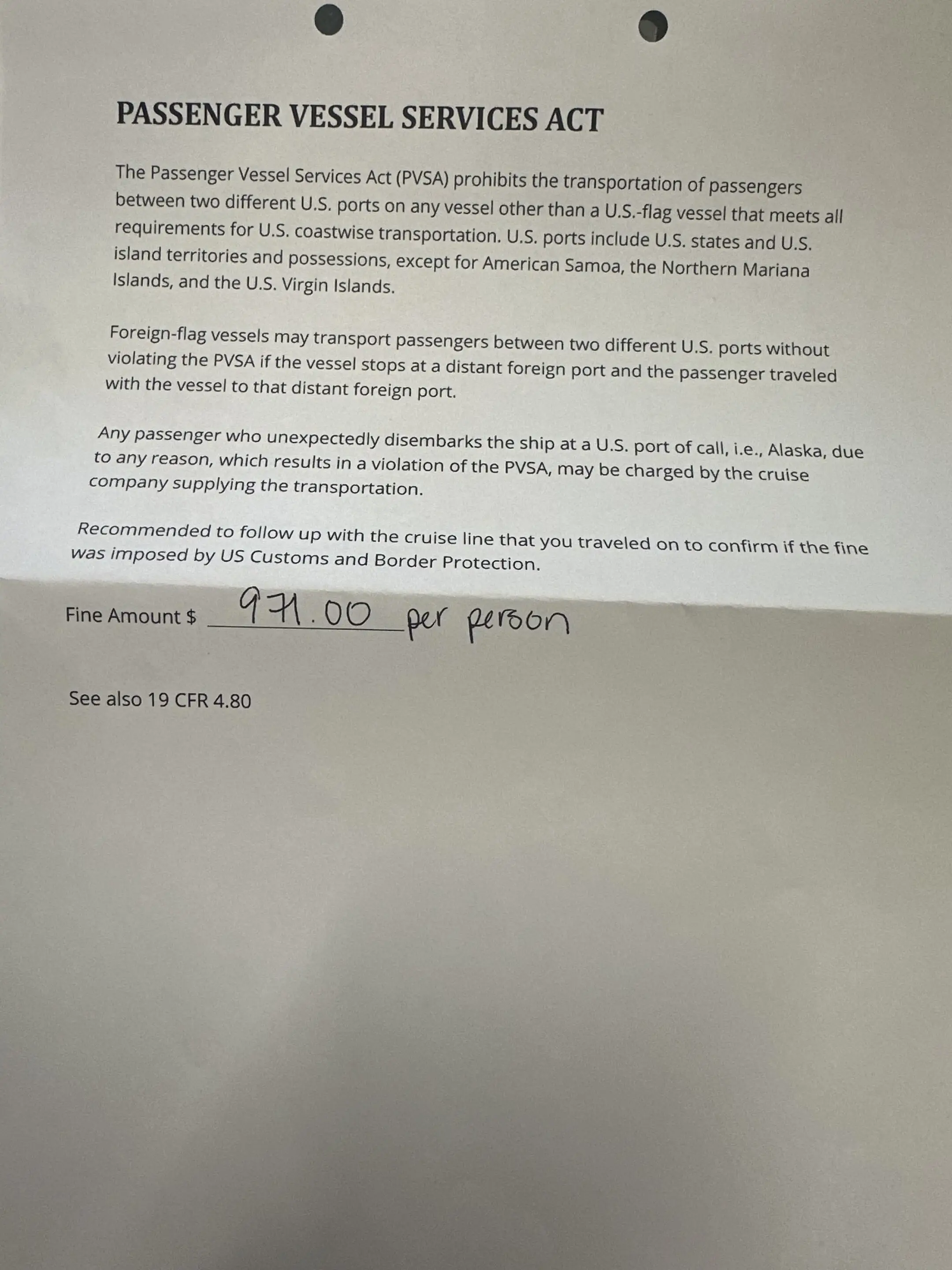 The cruise line reportedly issued a $971 fine per person for missing the ship. (KJRH)