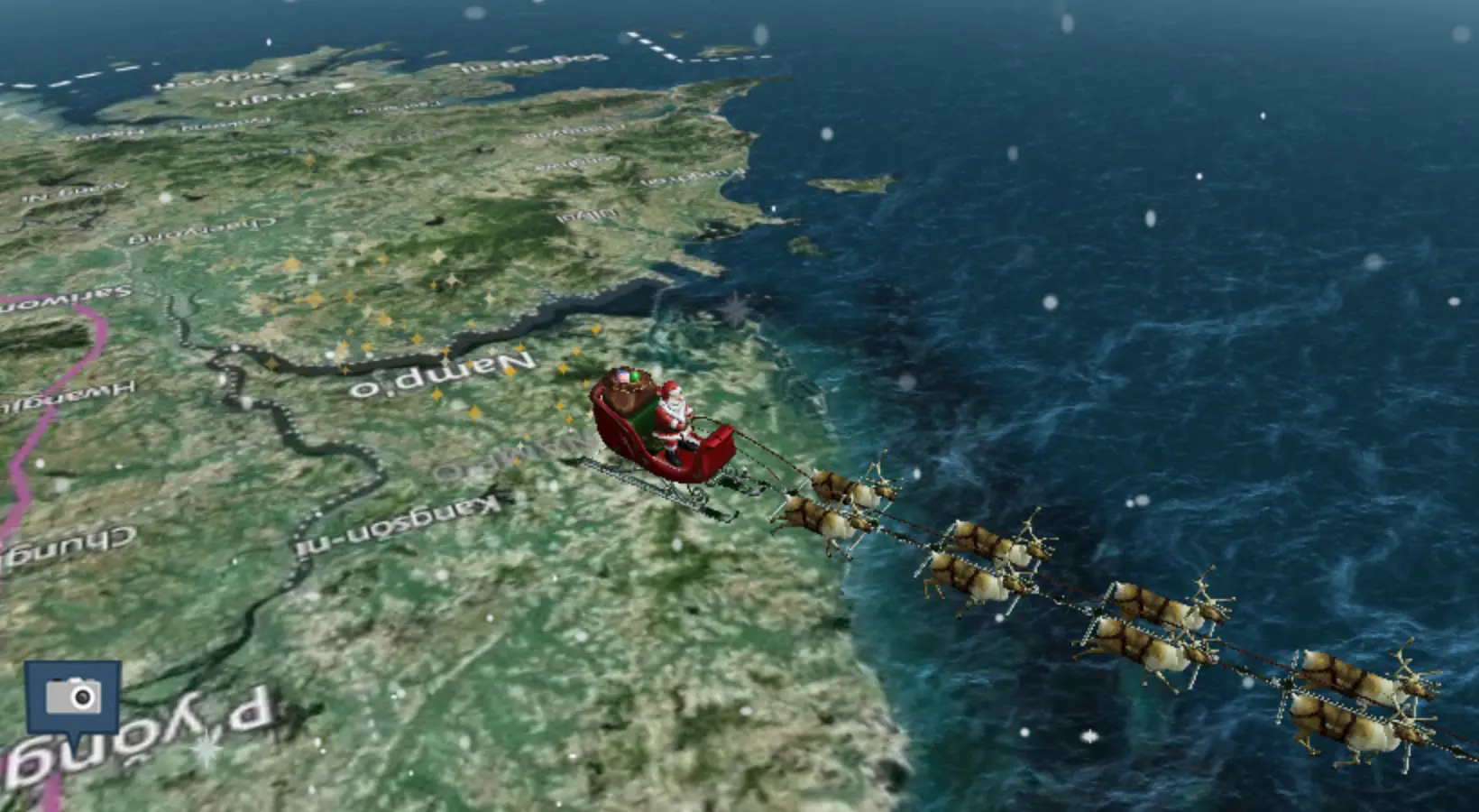 The handy tracker shows you how long it is until he arrives in your area (NORAD)