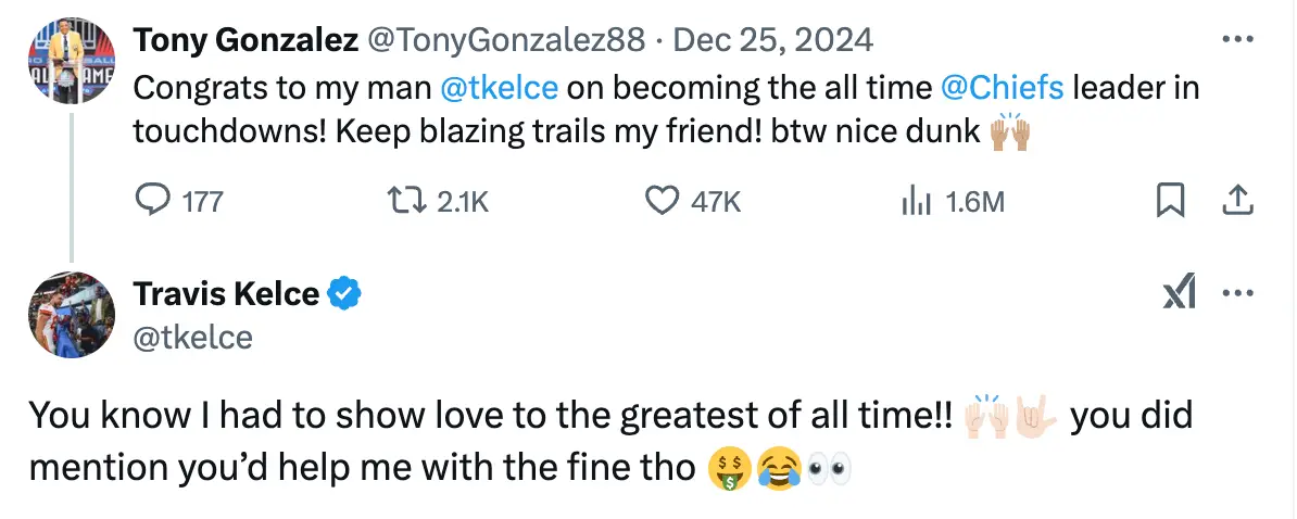 Thankfully, it looks like Kelce may have some help in paying up (X)
