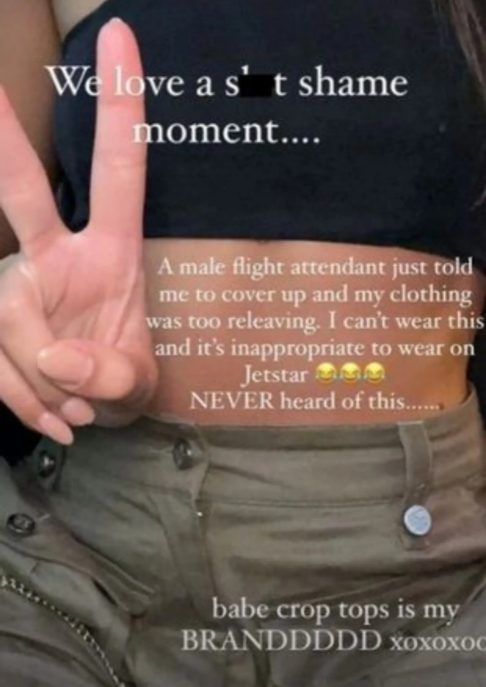 Amelia claims she was "sl*t shamed" by a member of the cabin crew.