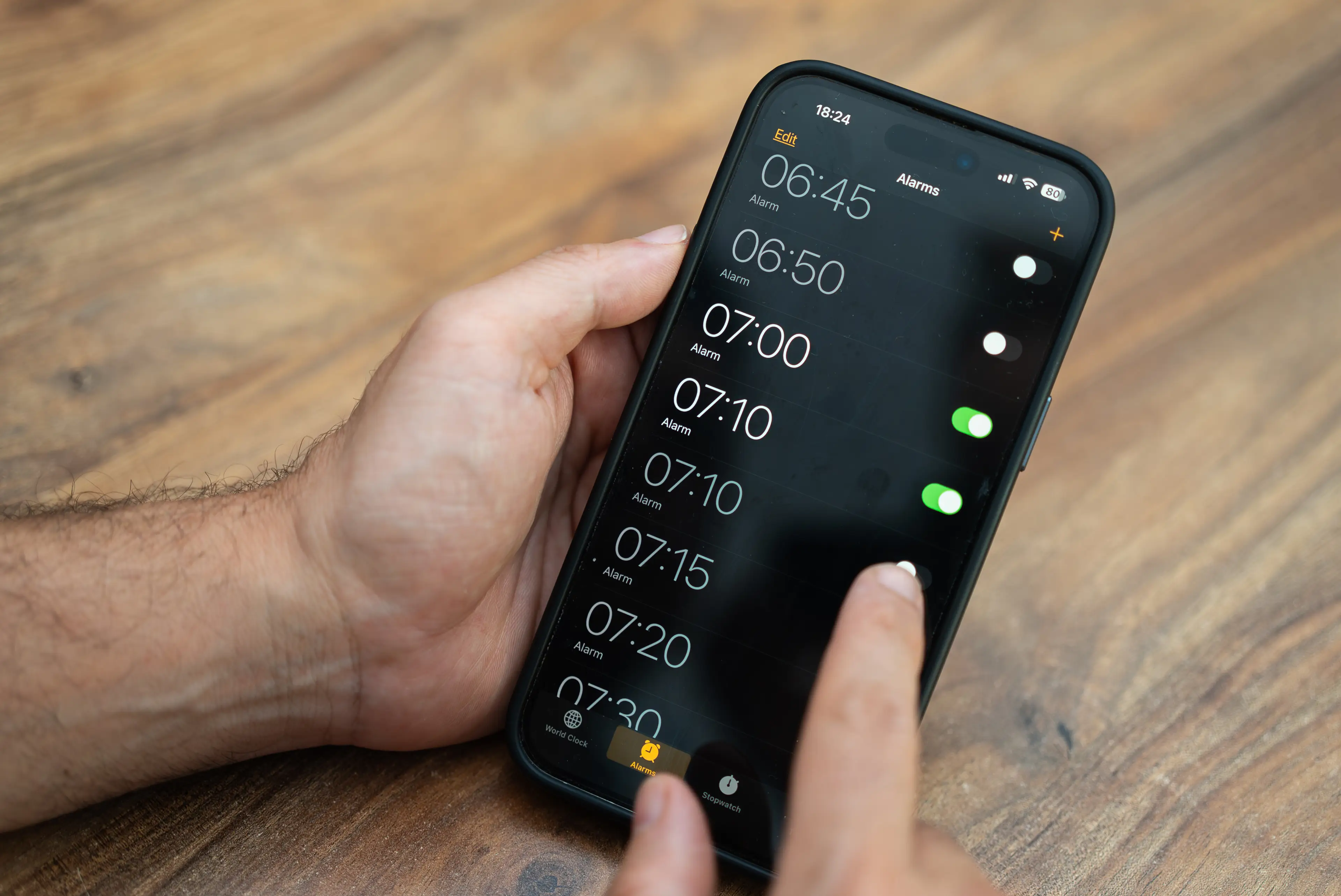 If your phone often looks like this when you set your alarms the night before, you might want to rethink that (Getty Stock)